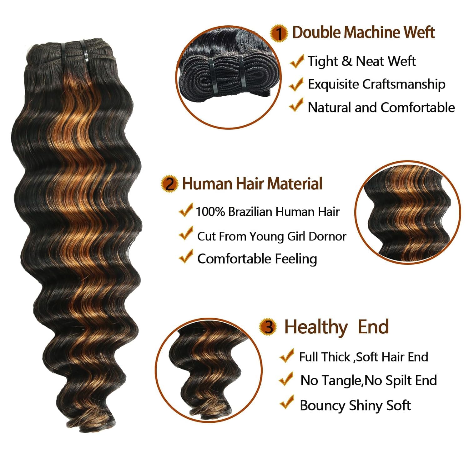Human Hair Bundles with Closure 14 16 18+14inch Fb30 Colored Ombre Loose Deep Wave Human Hair with 4X4 Closure Free Part Quick Weave 10A Remy Virgin Hair Weave Colored Two Tone Ombre