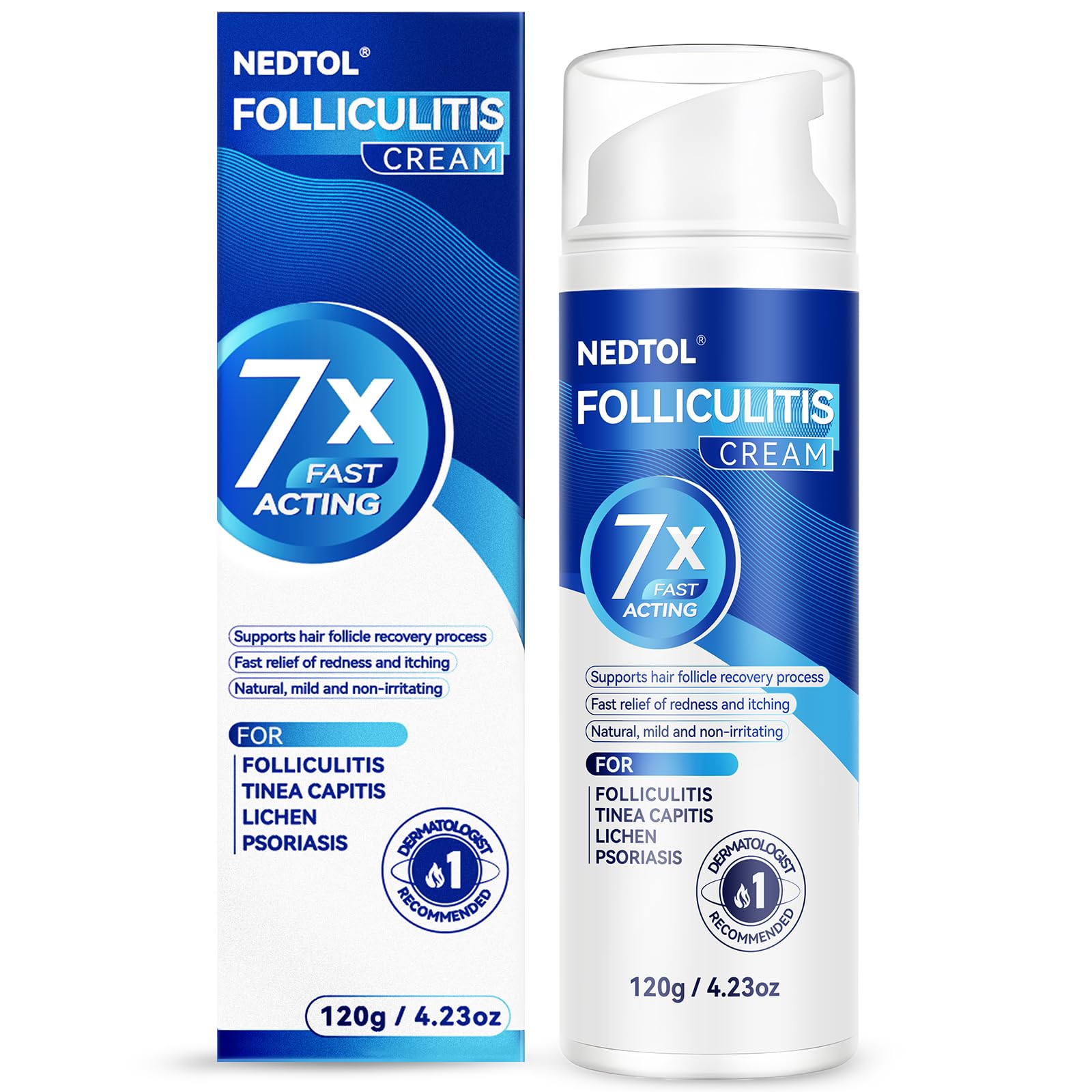 Folliculitis Treatment Cream, 7X Fast-Acting Ointment for Scalp, Face & Body, Relieves Itching, Redness & Bumps, Intensive Skin Therapy – 120g
