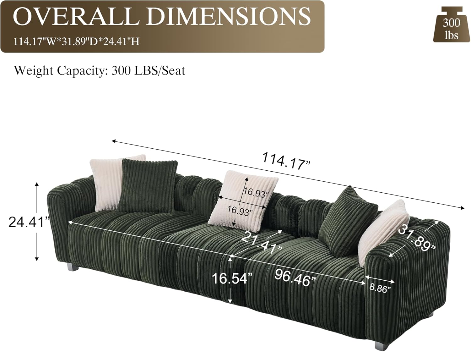 SZLIZCCC 80" Small Love Seat Couches, Plush Sofa Loveseat, Comfy Oversized Loveseat Sofa with 4 Soft Pillows for Living Room, Apartment (Green, 3 Seats)