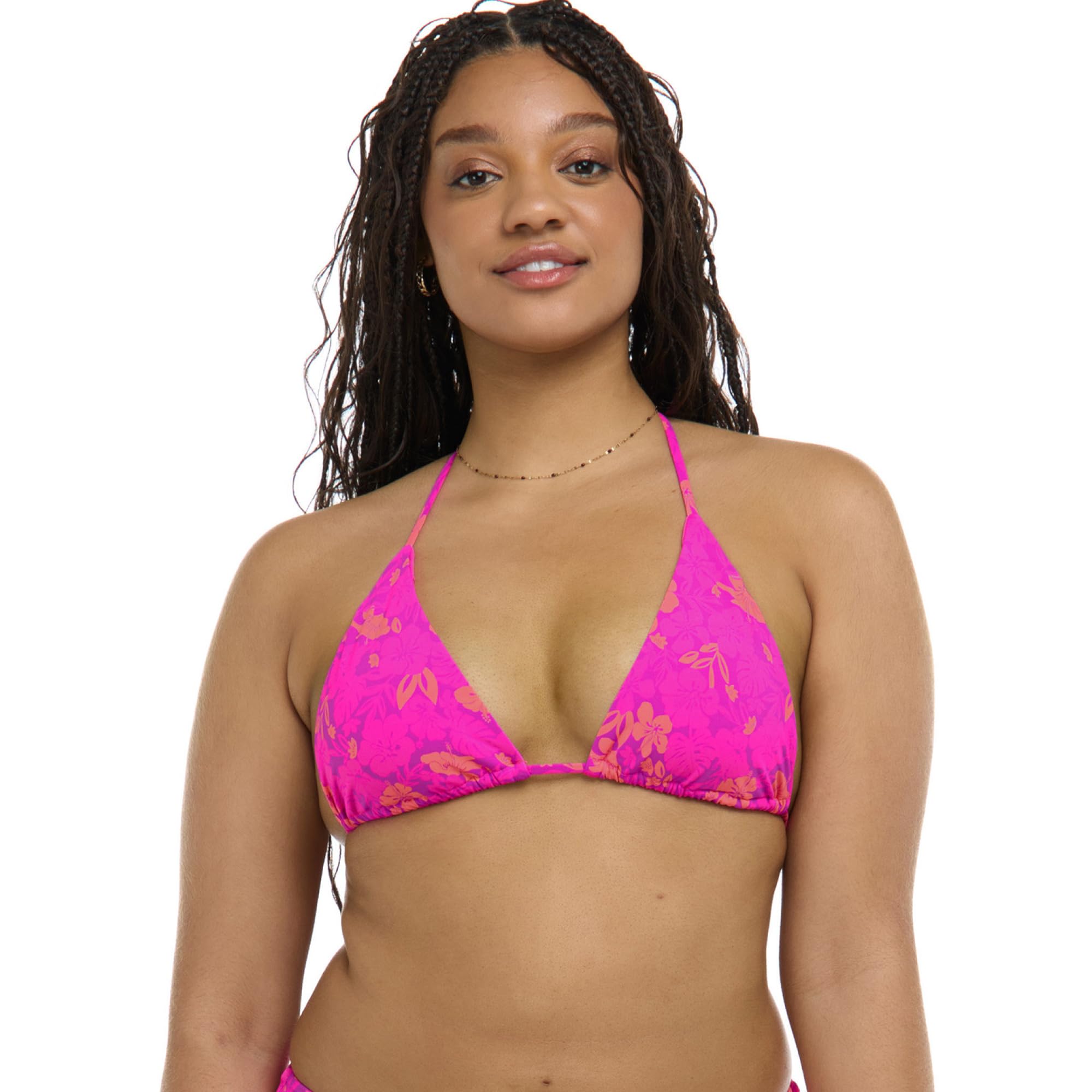 Body Glove Women's Standard Shanaya Slider Triangle Bikini Top Swimsuit, Puako Hawaiin Floral