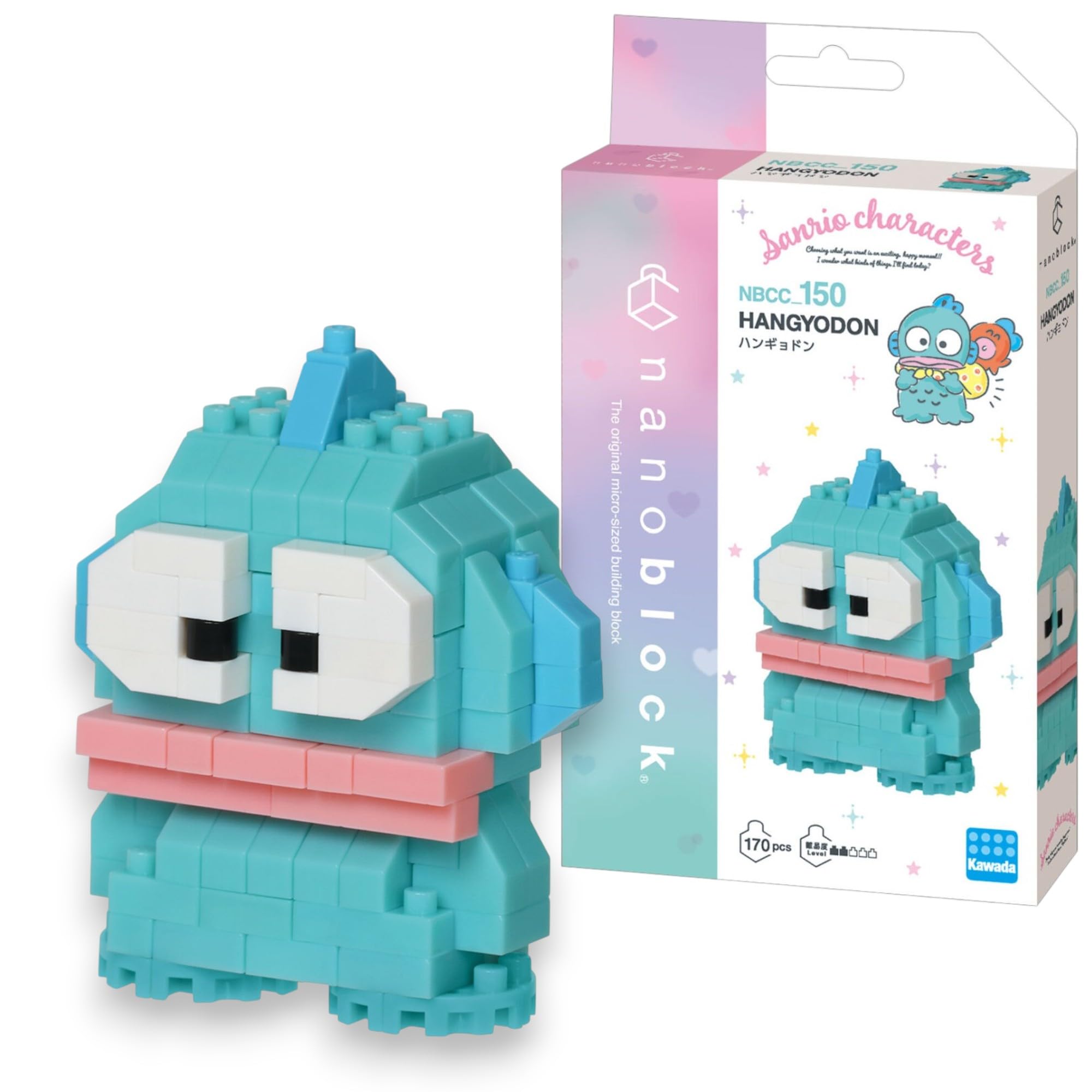 Nanoblock Sanrio Hangyodon Model | Build Your Own Collectible Sanrio Figurine Using Micro Building Blocks | Mini Construction Model Kit for Adults & Kids Age 12+