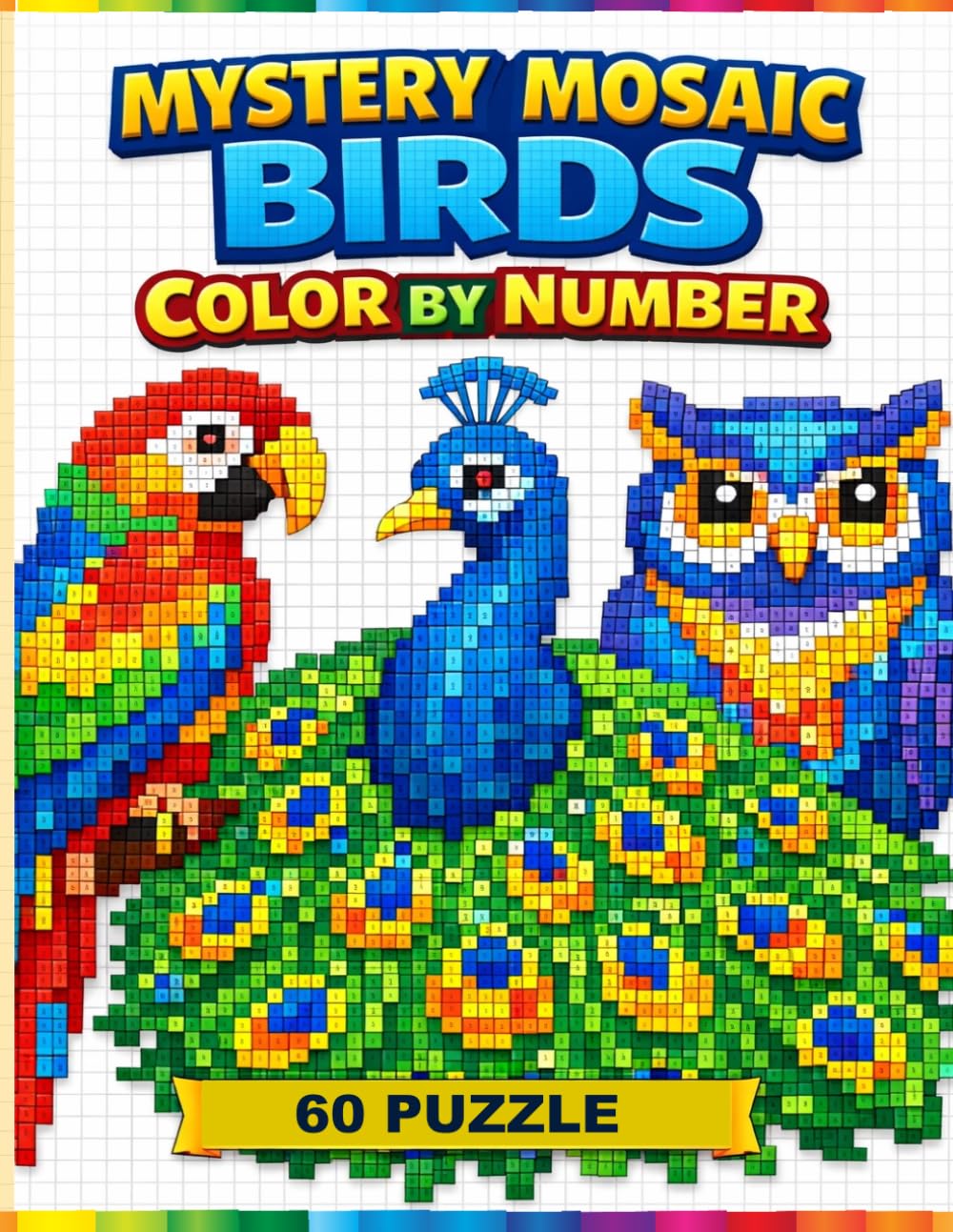 Mystery Mosaic Color by Number Birds: Bird Color by Number A Relaxing Coloring Book for teens, and adults