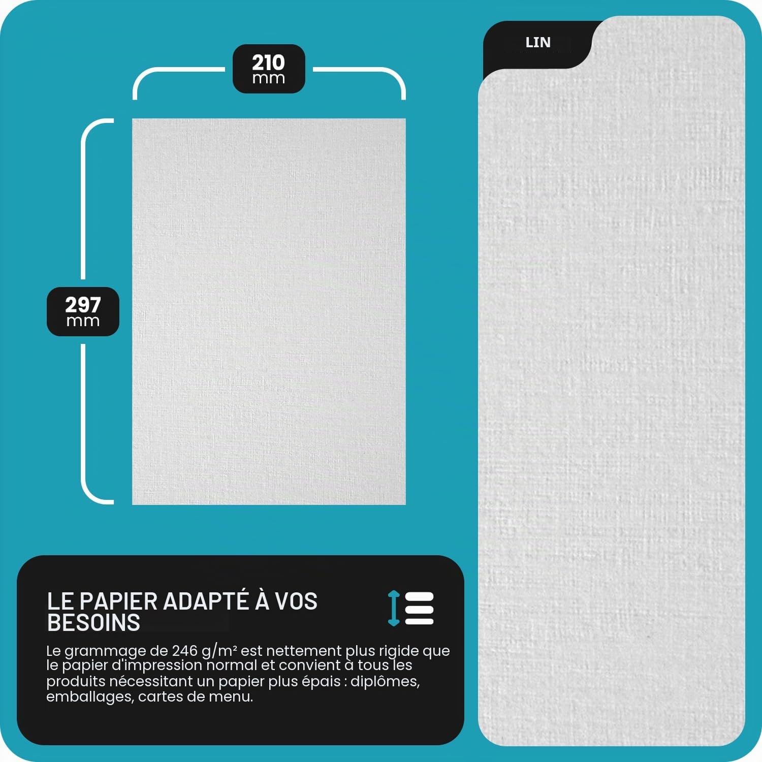 Netuno 20x carton gaufré blanc effet toile A4 210x 297 mm 246 g/m² carton texturé papier gaufré texturé pour cartes de visite invitations baptême première communion mariage décoration cartes de vœux