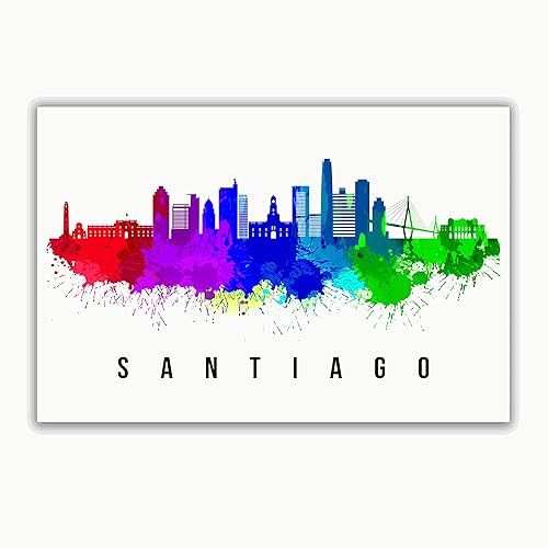 Miniatura 4 de Póster de Santiago Skyline Chile, pintura de paisaje urbano de Santiago, póster de Santiago Chile, paisaje urbano de Chile y estampado de