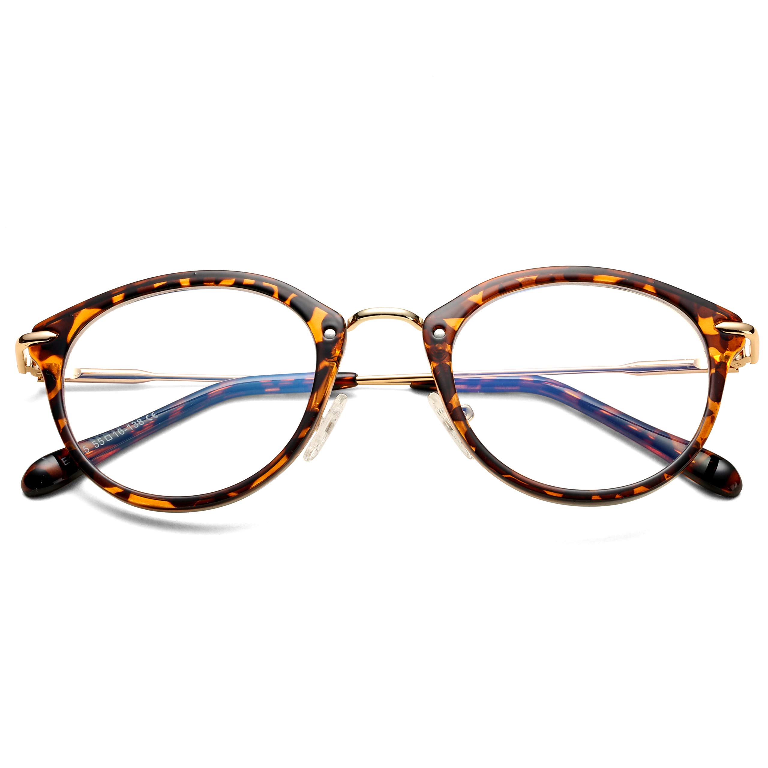 AZORB Round Blue Light Blocking Gl for Women Retro Lightweight Eyegl Frame (leopard)