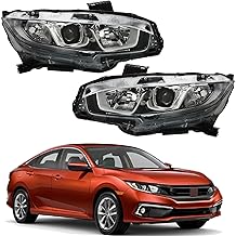 labwork Headlights Replacement for Honda Civic 2016 2017 2018 (Factory Halogen) Front Head Lamps Headlights Pair Left+Right Side (Passenger Driver Side)