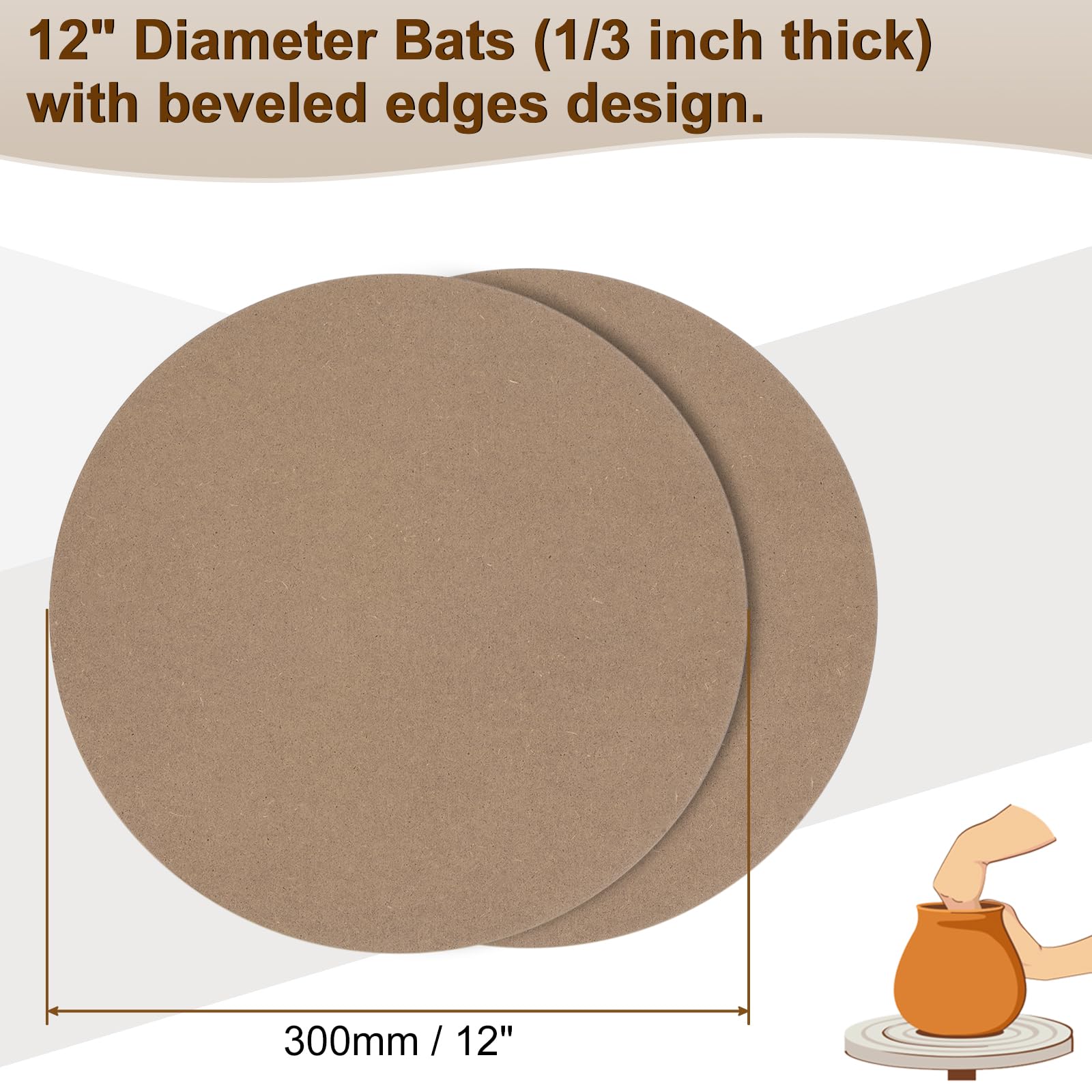 PATIKIL 2 Pack 12" 304mm OD Ceramic Drying Slab - Image 3