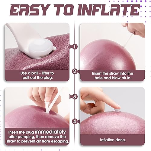 Miniatura 3 de ROSAPOAR Pelota de ejercicio pequeña  Mini pelota de pilates de 9 pulgadas, pelota de yoga antiestallidos para estiramiento y entrenamiento de