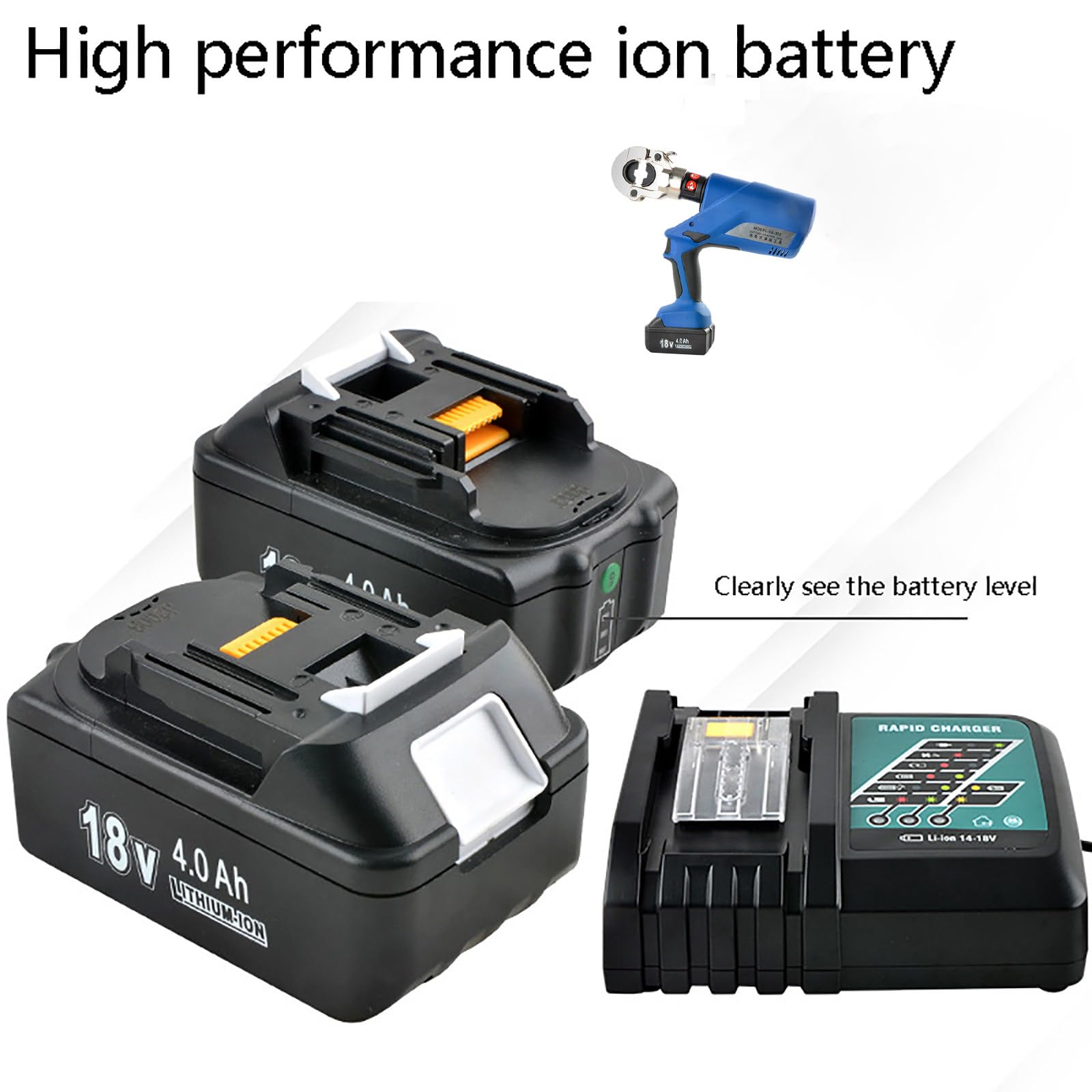 Alicates hidráulicos recargables con 12 pares de troqueles y 2 baterías de 4.0 Ah, cargador incluido, herramientas de primera calidad para crimpado profesional
