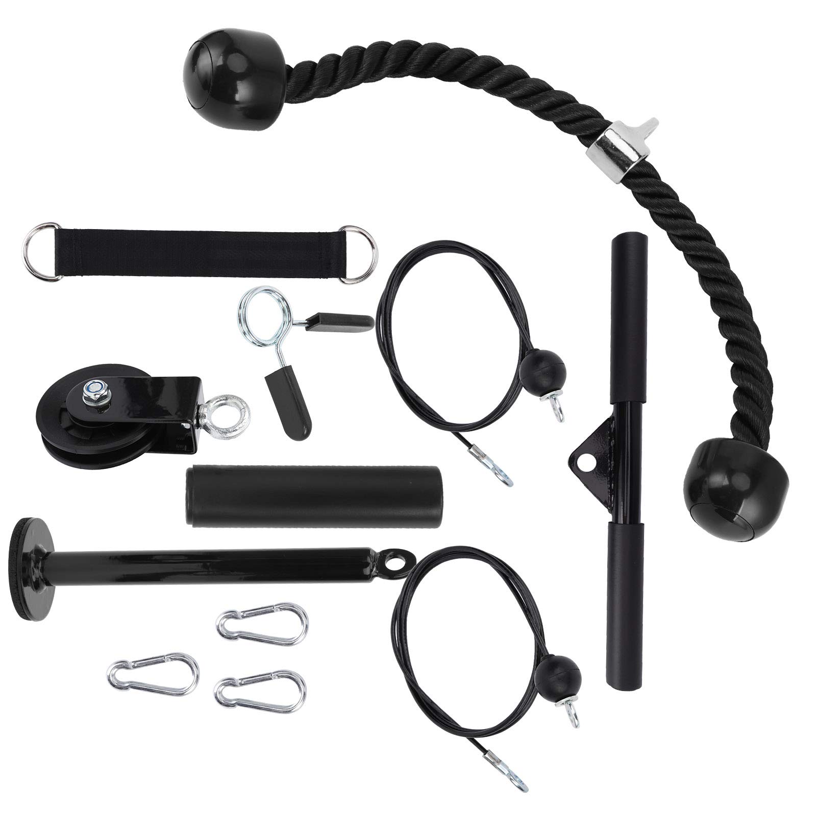 CHICIRIS Equipo de Fitness de Polea Juego de Entrenamiento de Fuerza de Nailon de Acero con Desmontable Cable de 230 Cm y 180 Cm Polea de 360 ​​Grados para Gimnasio en Casa Entrenamiento de Tríceps