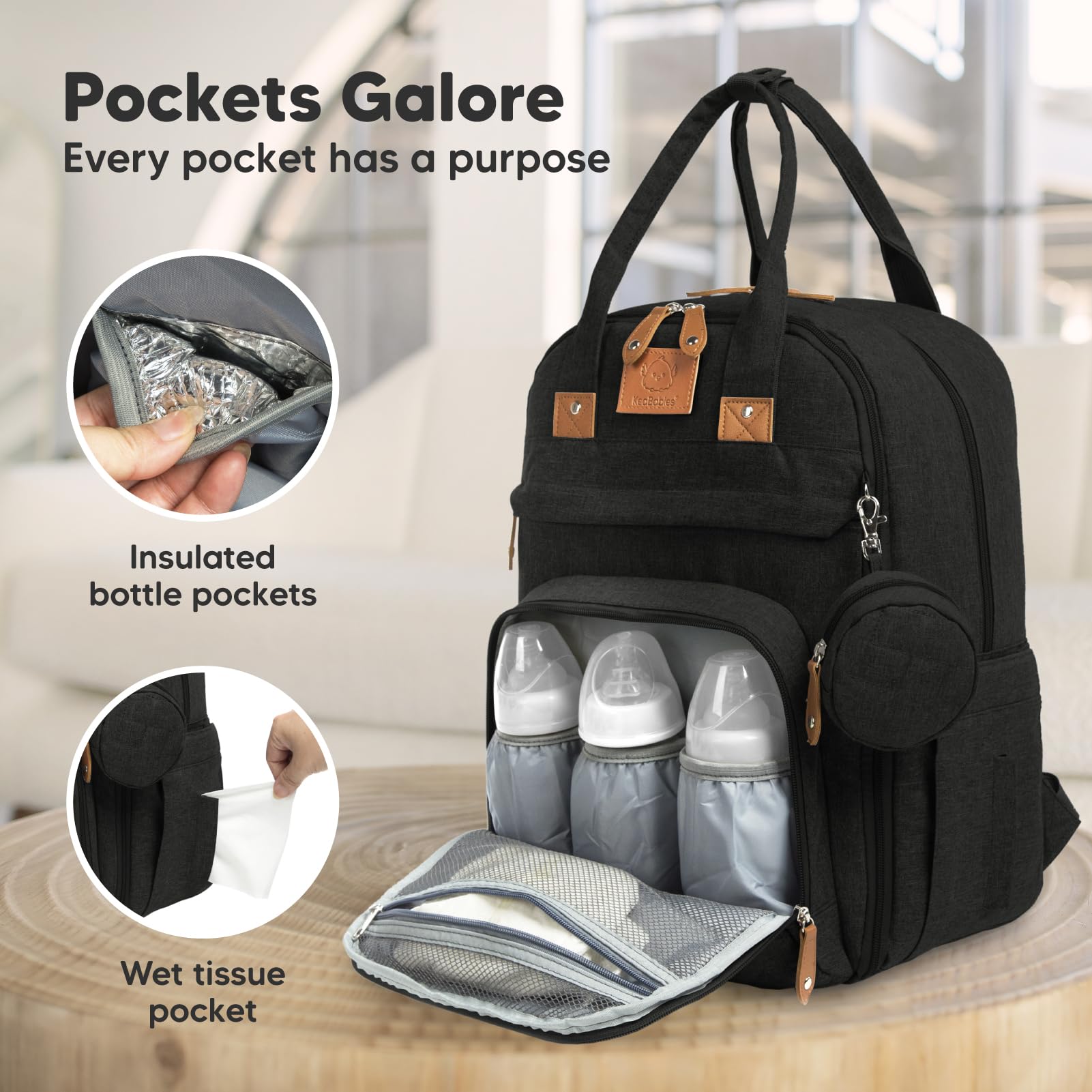 KeaBabies Borsa Fasciatoio Zaino - Borsa Fasciatoio con Materassino, Zaino Fasciatoio Grande, Borsa Fasciatoio Organizer per Passeggino, Borse Porta Bebè per Mamma, Papà