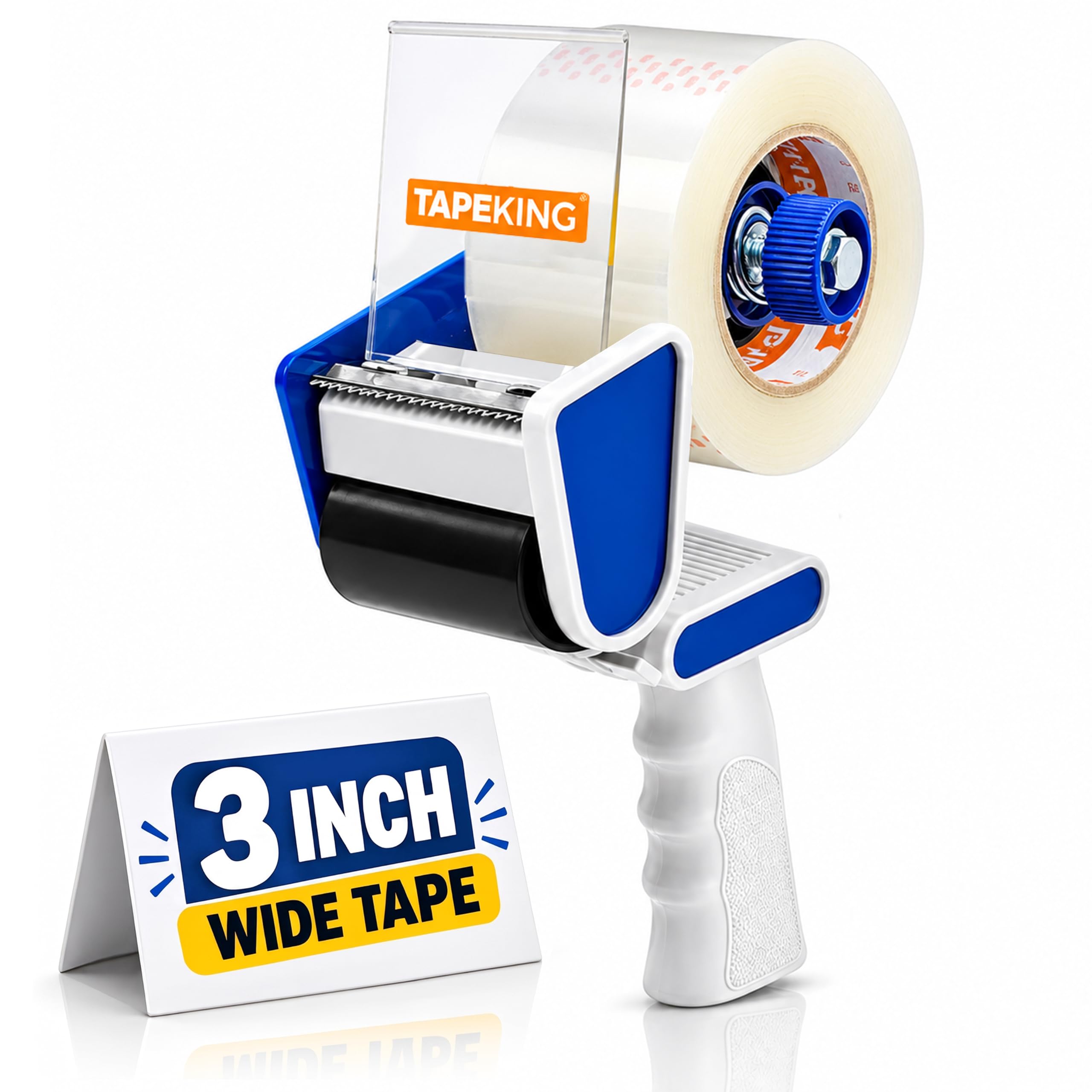 Tape King Packing Tape Dispenser Gun - Handheld Tape Gun with 1 Bonus Clear Packaging Tape (3 Inch Wide) - Shipping Tape for Sealing, Storing, and Moving Boxes, 1 Pack