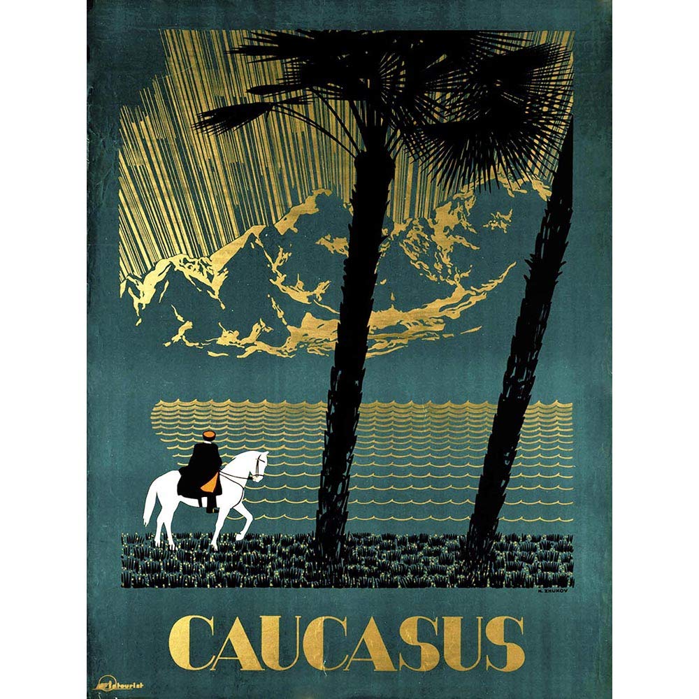 Wee Blue Coo Travel Tourism Caucasus Mountains Soviet Union Russia Lake Horse Art Print Poster Wall Decor 12X16 Inch