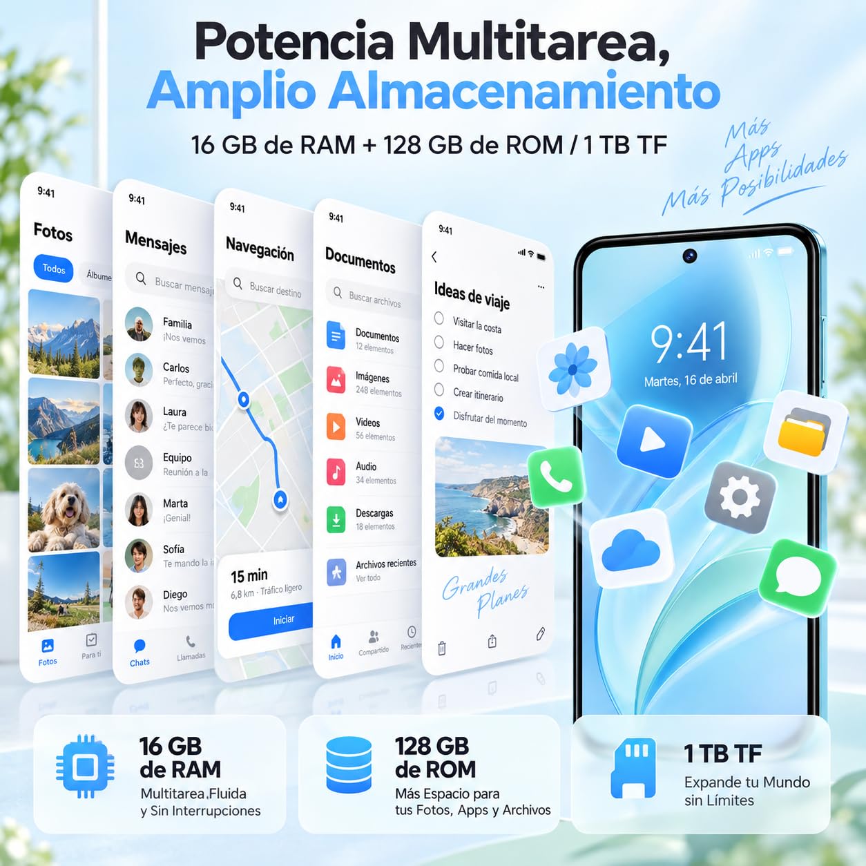 OUKITEL C68 Telefonos Moviles Libres 2026, 16GB +128GB/TF 1TB Android 15 Smartphone, Cámara 64MP+8MP, Batería 6000mAh, 7.2" HD+ 120Hz Pantalla Teléfono Inteligente, Dual SIM/Face ID/Fingerprint, Negro