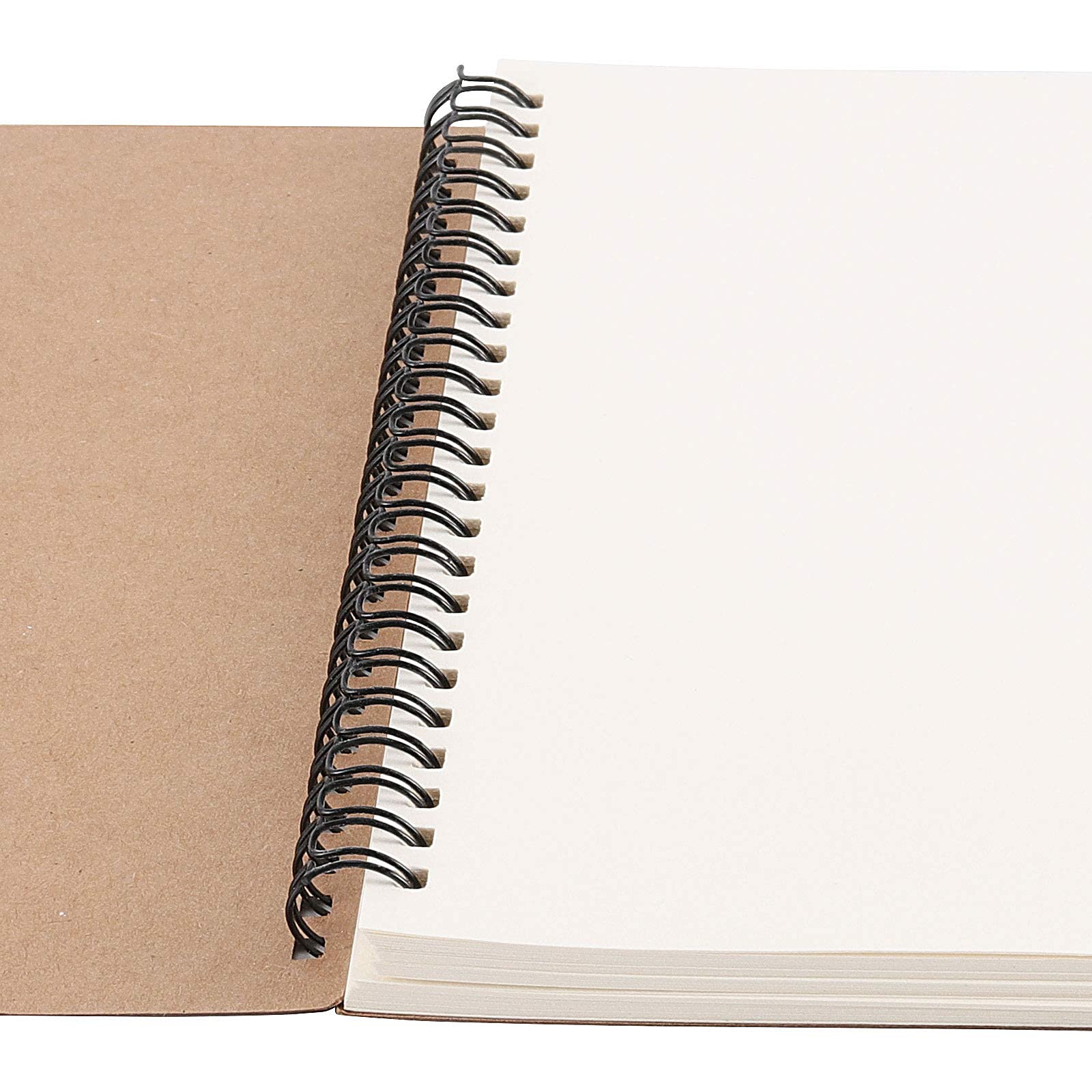 ZEONHEI Album da Disegno A5 a Spirale, 20 Fogli Bianchi 100 g/m², Copertina Kraft, Blocco per Schizzi, 21 x 15 cm