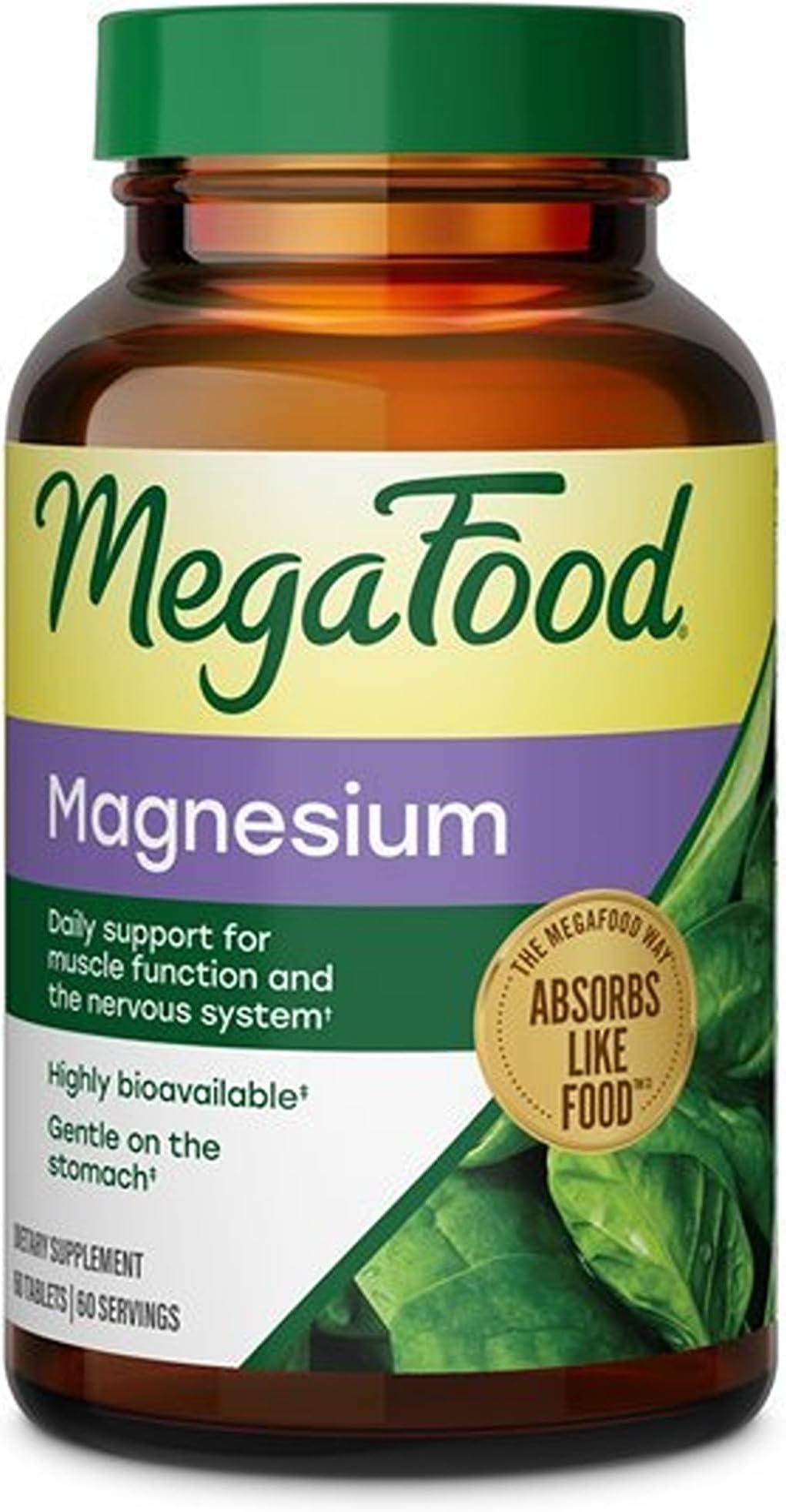 MegaFood Magnesium Glycinate, Heart & Nervous System Support, 60 Tablets