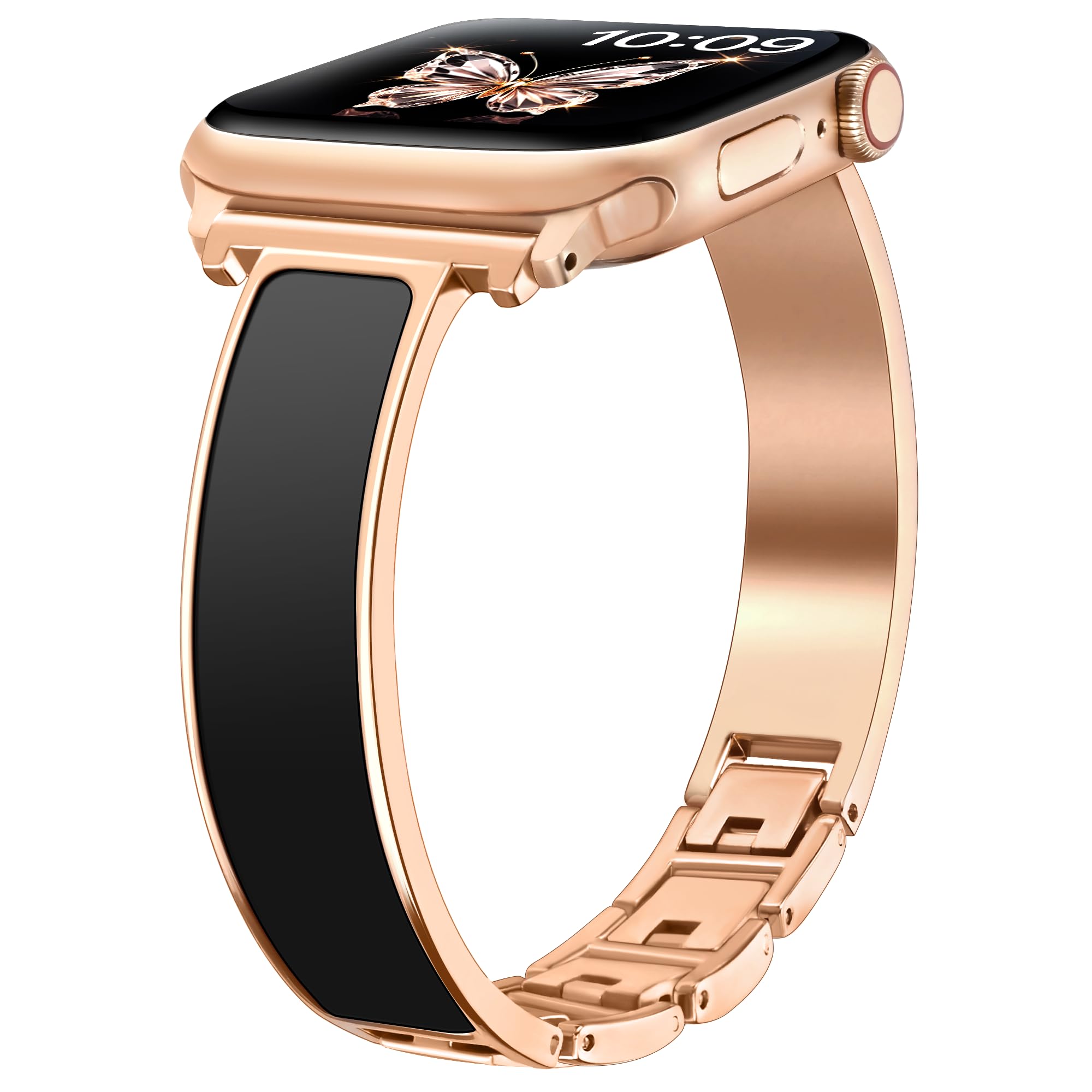 G-ficu Slim Metal Band for Apple Watch Bands for Women 46mm 45mm 44mm 42mm 41mm 40mm 49 38mm iWatch Bands Bracelet, Thin Dressy Fancy Strap for Apple