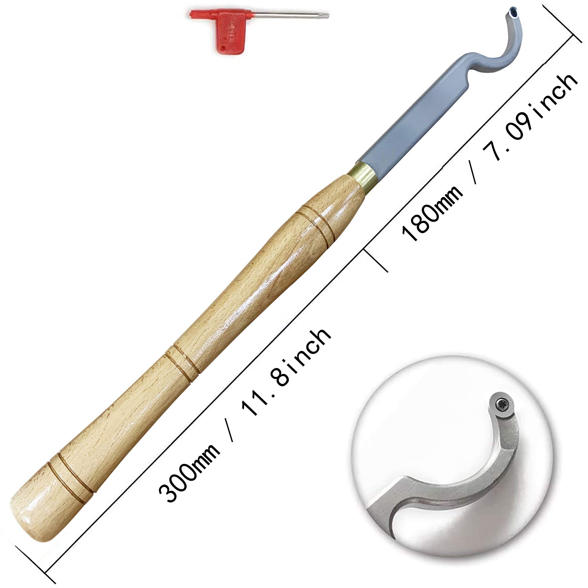 Utensili per Tornio Legno Utensile con Punta per Tornio a Collo di Cigno più Cavo con Inserto in Metallo Duro Rotondo da 12 Mm per Hobbista del Legno O Fai-da-Te