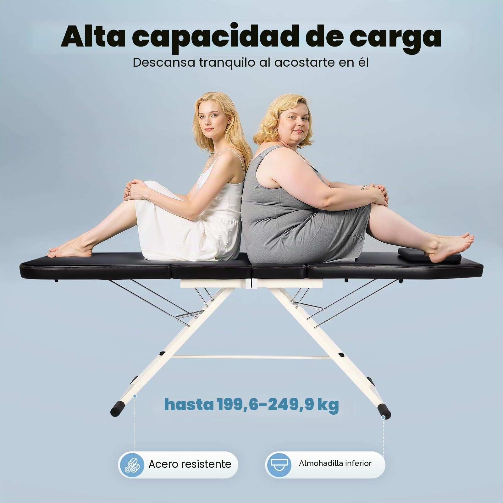 Camilla de masaje móvil plegable, cama de masaje de 3 zonas, ángulo ajustable del respaldo y de los pies de la cama, mesa de masaje, amplia con reposacabezas, color negro