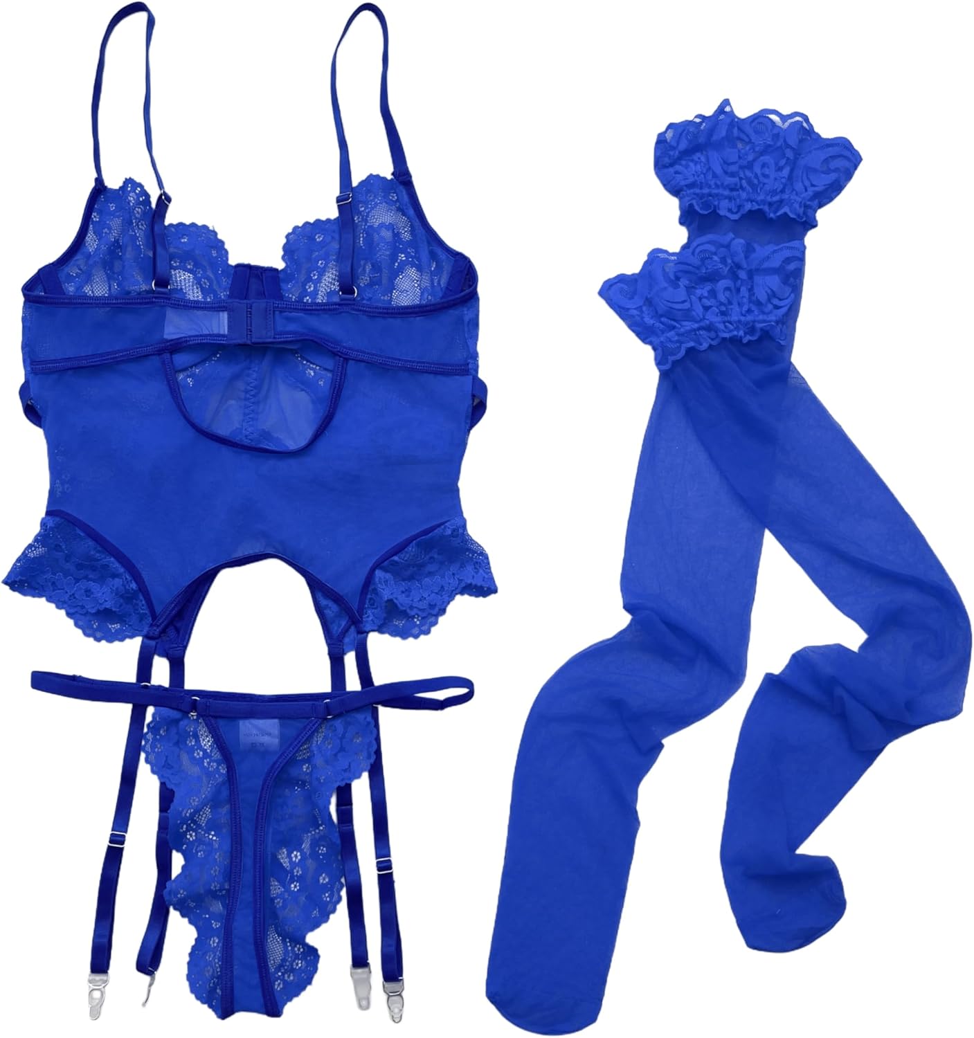 Sexy Lingerie for Women Floral Lace Garter Bustier Lingerie Set with lingerie with garter and stockings - Image 4