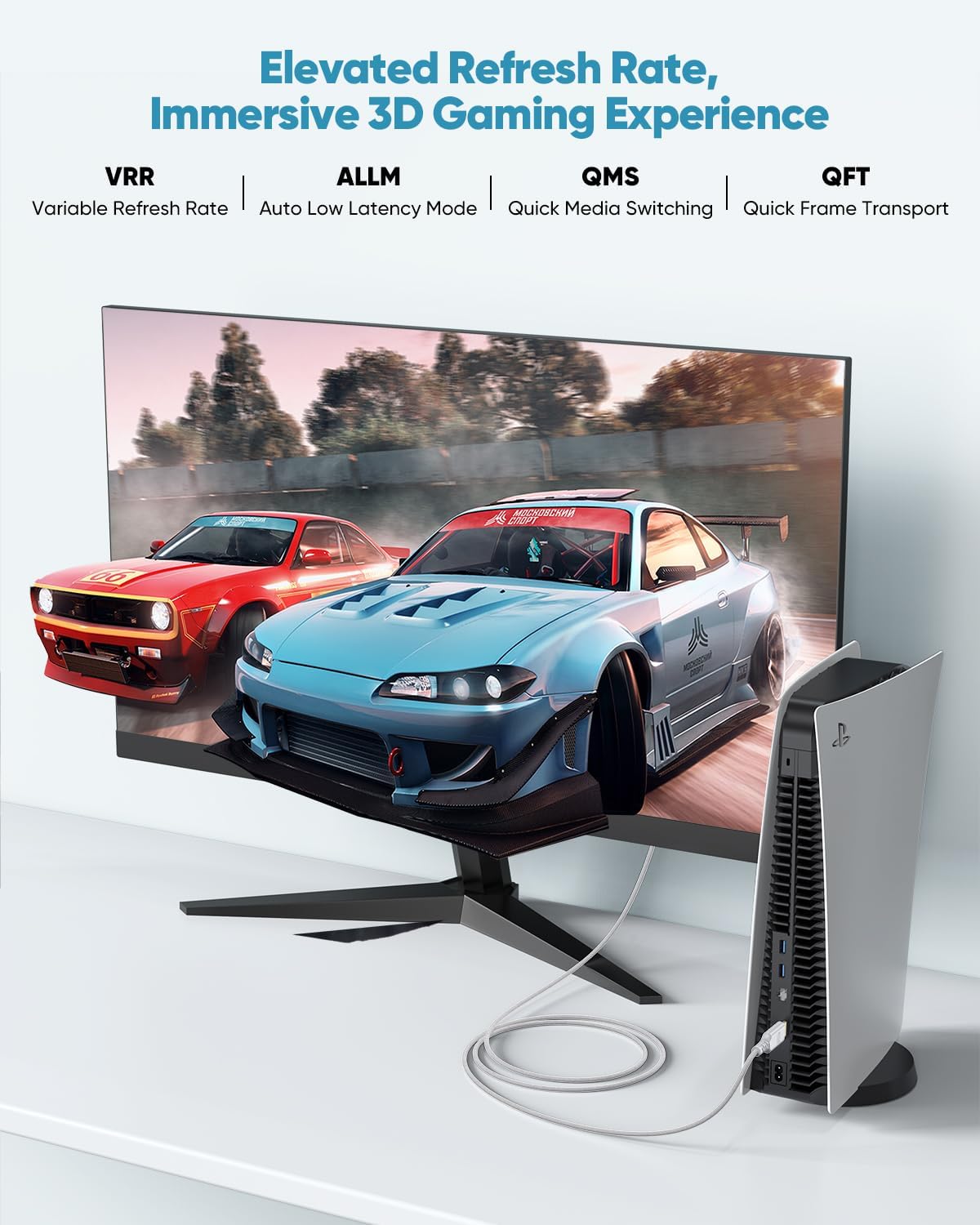 Cavo HDMI 2.1 da 8 K, 6,5 m, ultra alta velocità, intrecciato eARC, lungo cavo HDMI con 8K a 60Hz, 4K a 120Hz, HDR10+, Dolby, 3D, HDCP2.3 per laptop/monitor/HDTV/Soundbar/Blu-ray/PS5/Xbox