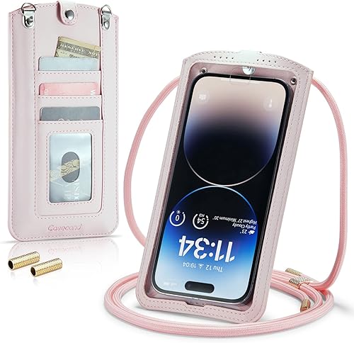 Bolso cruzado pequeño para teléfono celular para mujeres y hombres, mini bolso de hombro de cuero con tarjetero y ranura para collar con cordón para