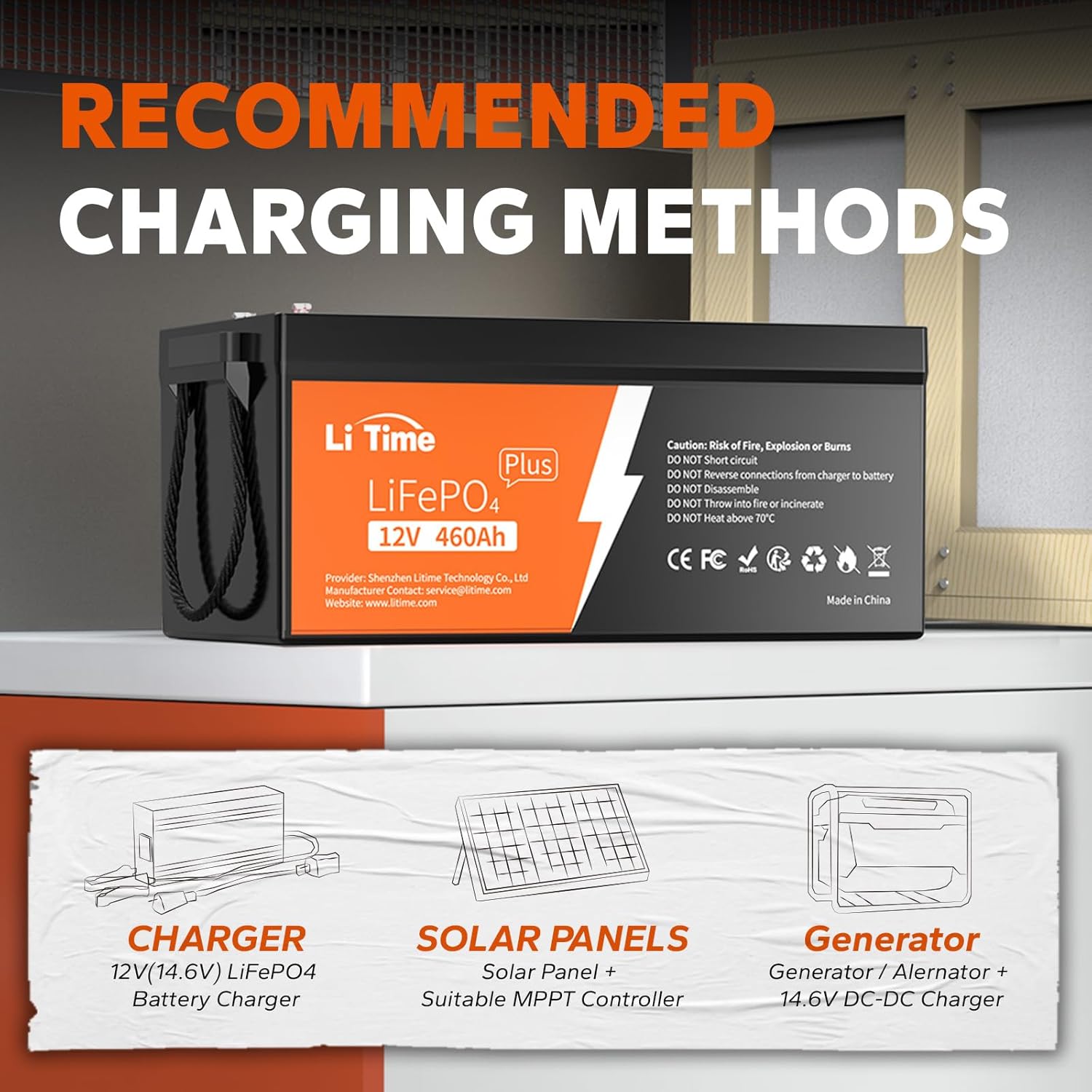 Litime 12V 460Ah LiFePO4 Lithium Deep Cycle Battery, Group 8D, Built-in 250A BMS, 5888Wh High Energy for RV, Solar, Marine, Off-Grid, and Backup Power Systems