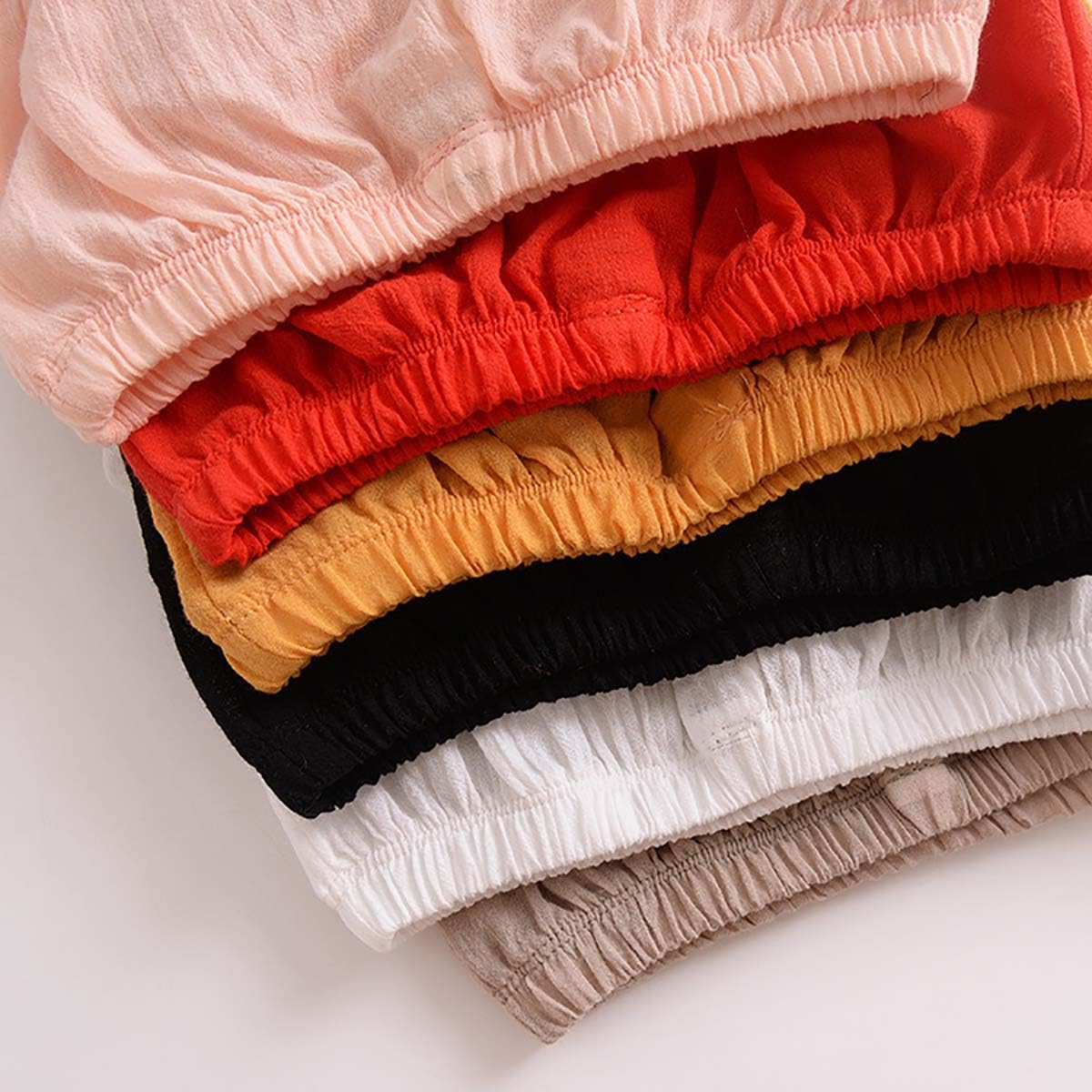 Lot de 4 Shorts en Coton et Lin pour Bébé Fille Eté Bloomer Couvre-Couche Mignon Culotte sous-vêtements Souple Pantalon Court Respirant Volants Slips Elastique pour Tout-Petits Fille