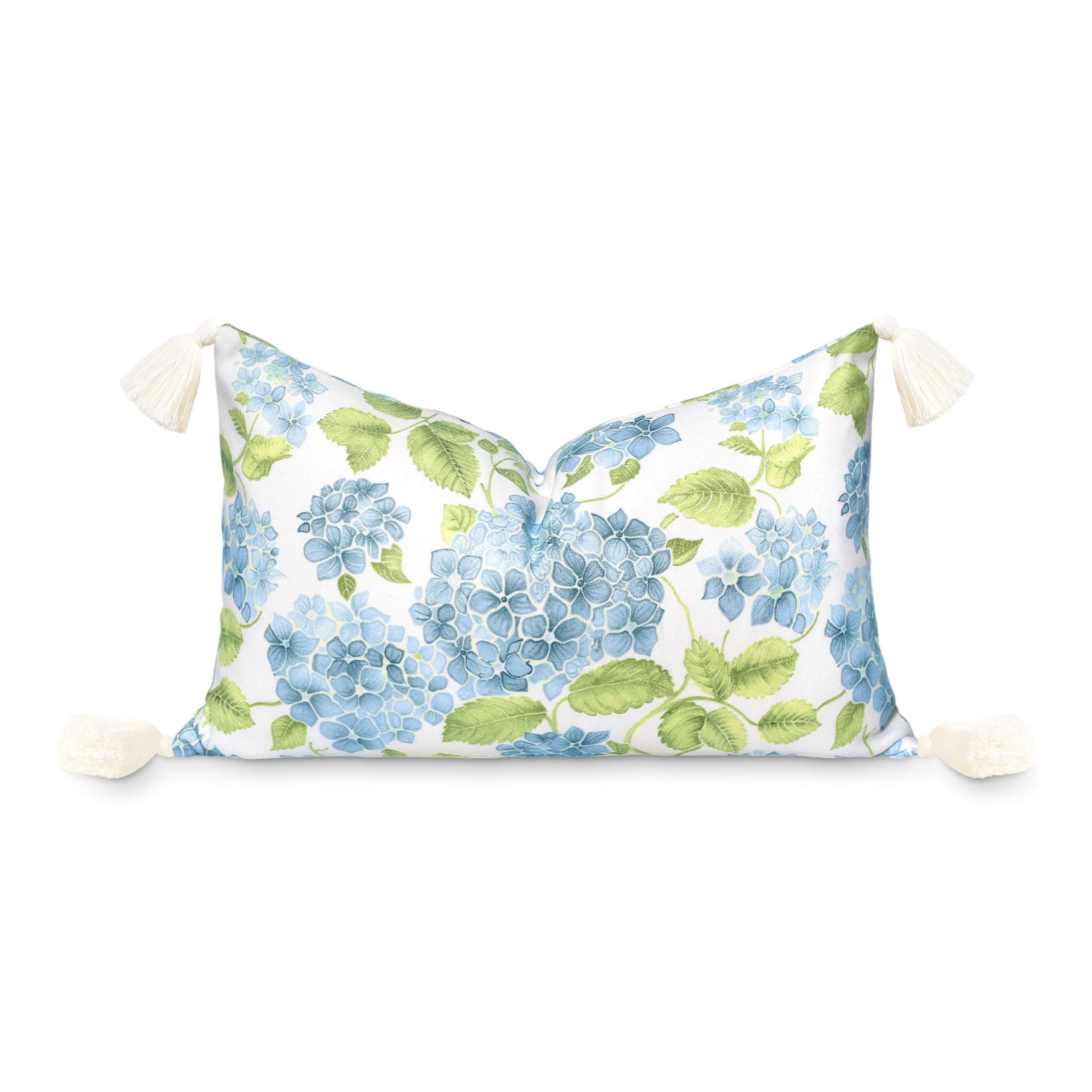 Hofdeco Premium Coastal Patio Indoor Outdoor Lumbar Pillow Cover Only, 12"x20" Water Repellent for Backyard, Couch, Baby Blue Green Print Sketch