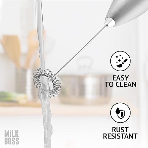 Miniatura 5 de Milk Boss Batidor Matcha  Agitador eléctrico de mano  Varita espumadora y mezclador de bebidas  Mezclador de acero inoxidable duradero  Agarre