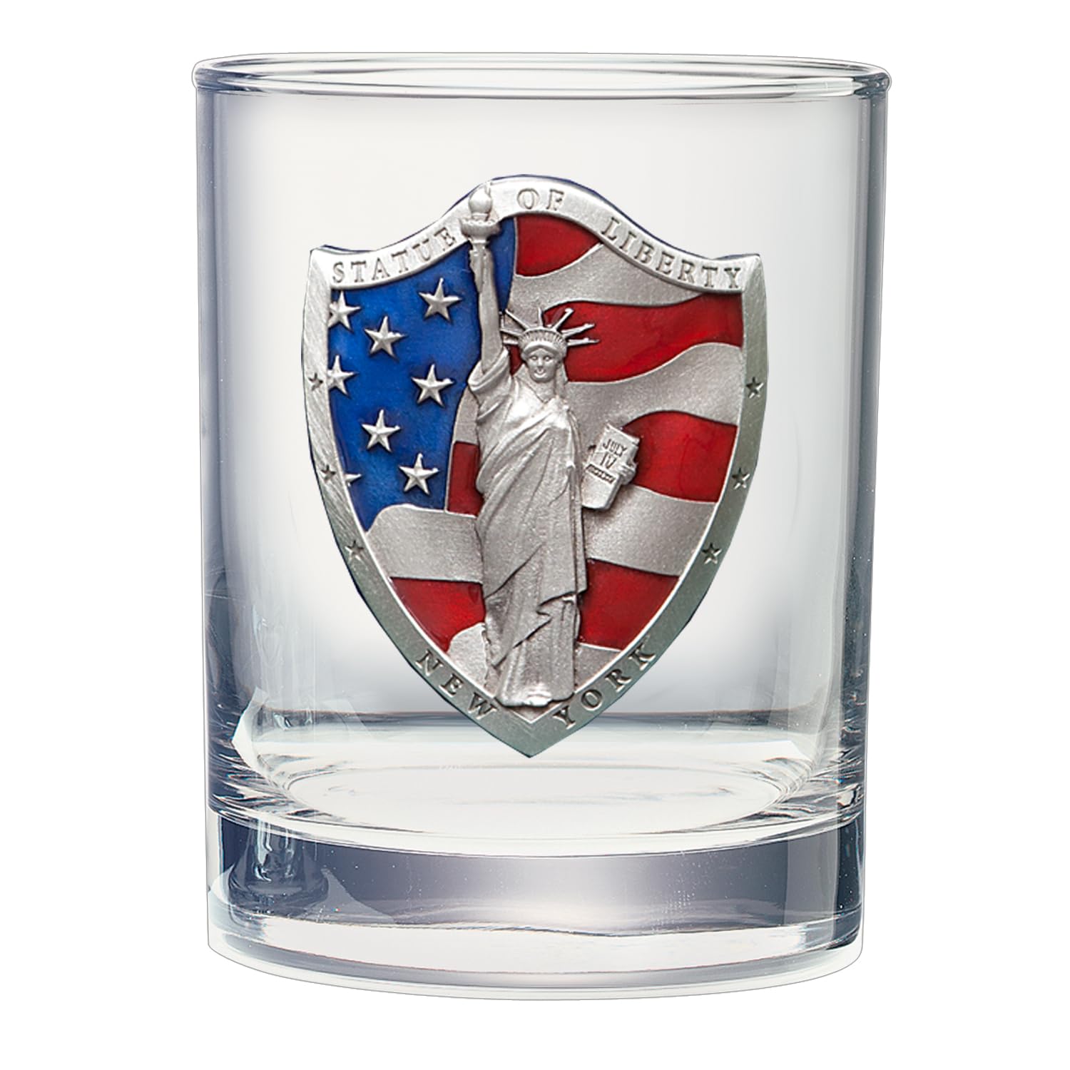 Heritage Pewter Statue of Liberty Double Old Fashion | Double Rocks Glass 14 OZ for Liquor | Expertly Crafted Pewter Glass