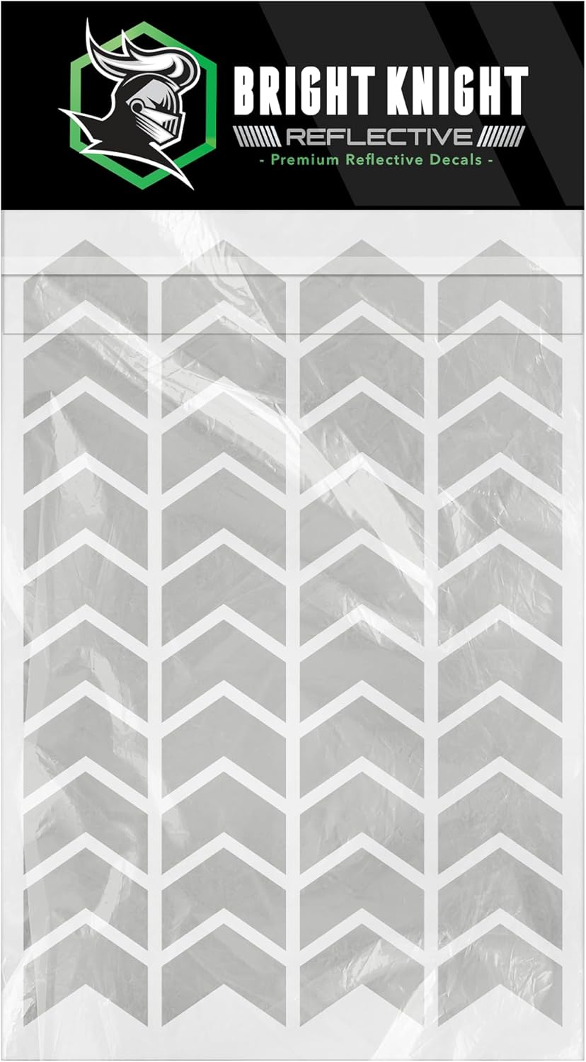 Chevron Hard Hat Reflective Stickers, 1" White Acyclic