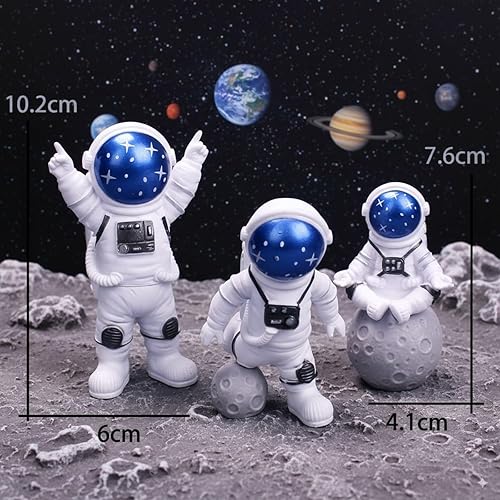 Miniatura 2 de LUOZZY 3Pcs Astronaut Figurines Cake Topper Outer Space Cake Decoration Spaceman Model Display Miniature Astronaut Toys Set (Star)