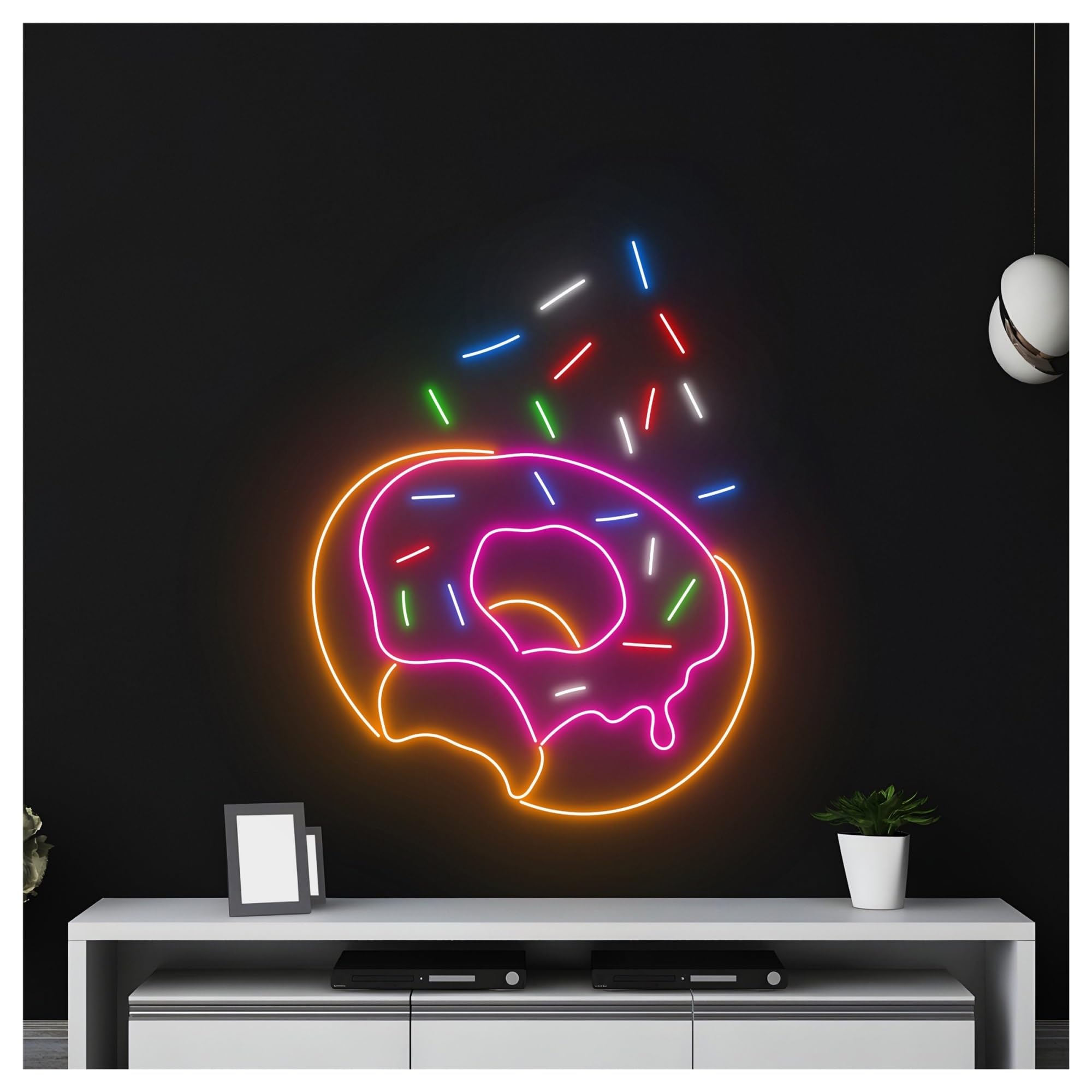 Decoración Lámparas Letrero De Neón Con Diseño De Donuts Espolvoreados Luz LED Regulable Para Postres Panaderías Repostería Cocinas Supermercados Decoración De Pared 63cm