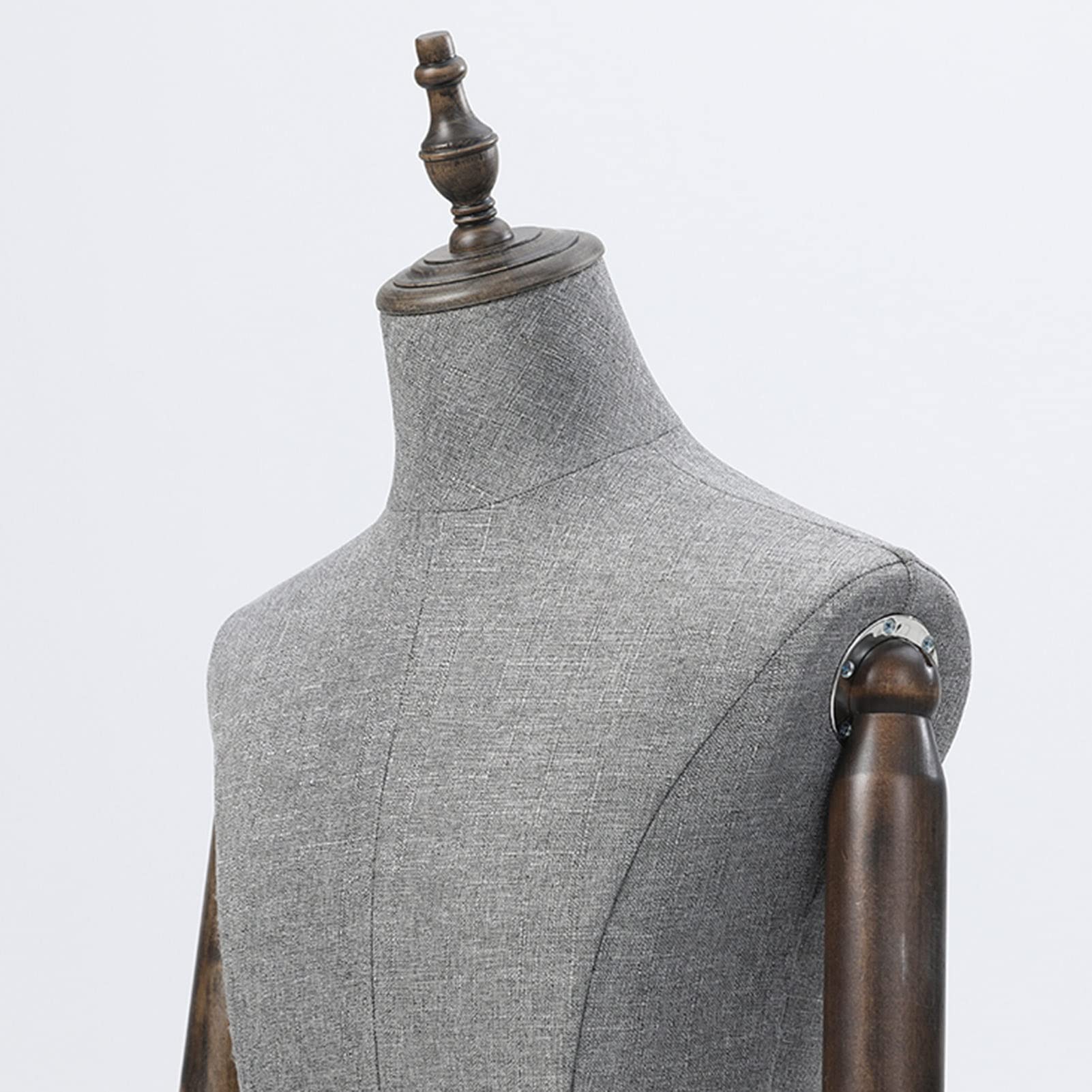 Maniquí Cuerpo Torso Masculino, Modelo de Maniquí de plástico a Media Escala con Base Redonda de Madera para Escaparate Fotografía Soporte de Exhibición de Estudio, Fácil de Montar