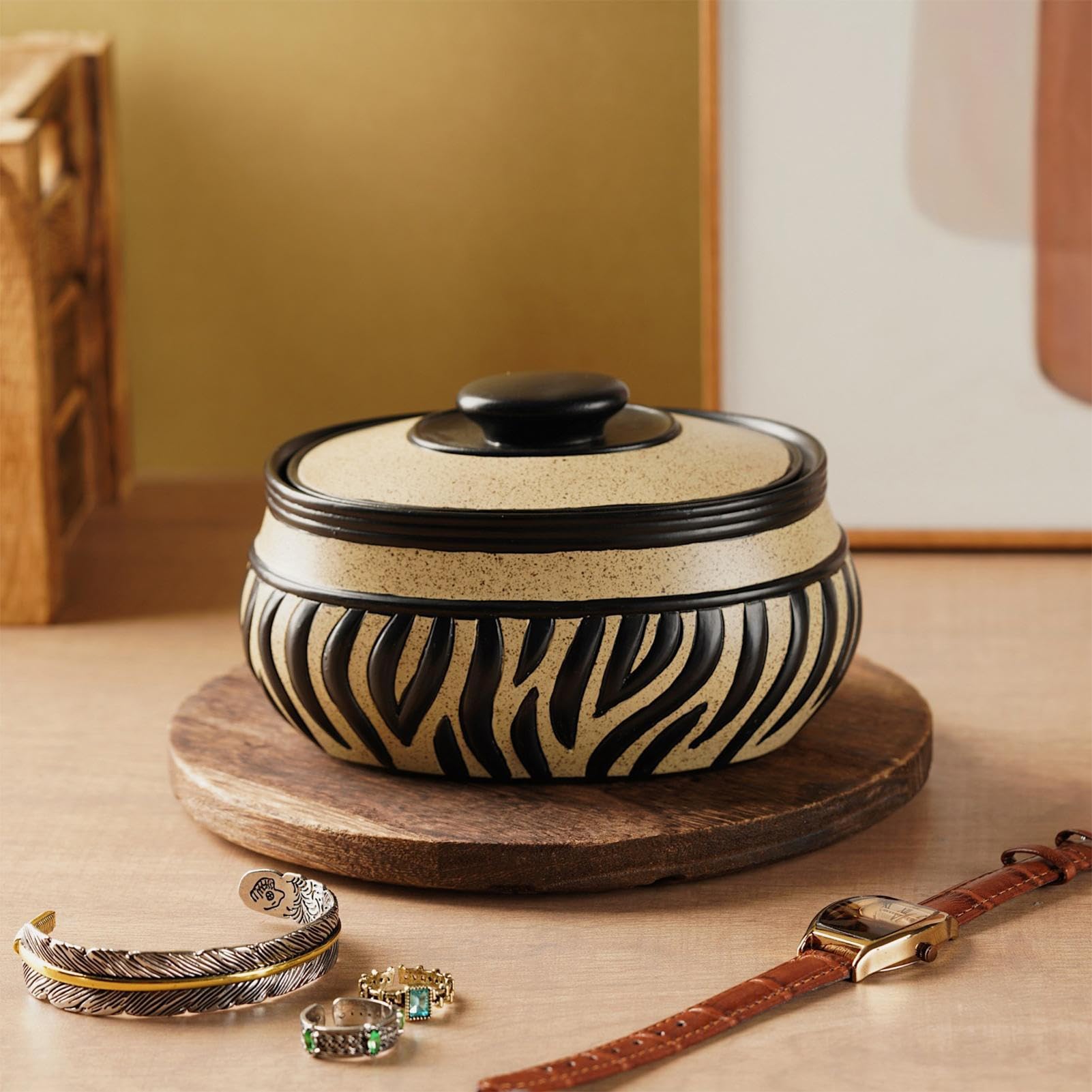 Pudełko Na Biżuterię Zebra Print Przechowywanie Bransoletek