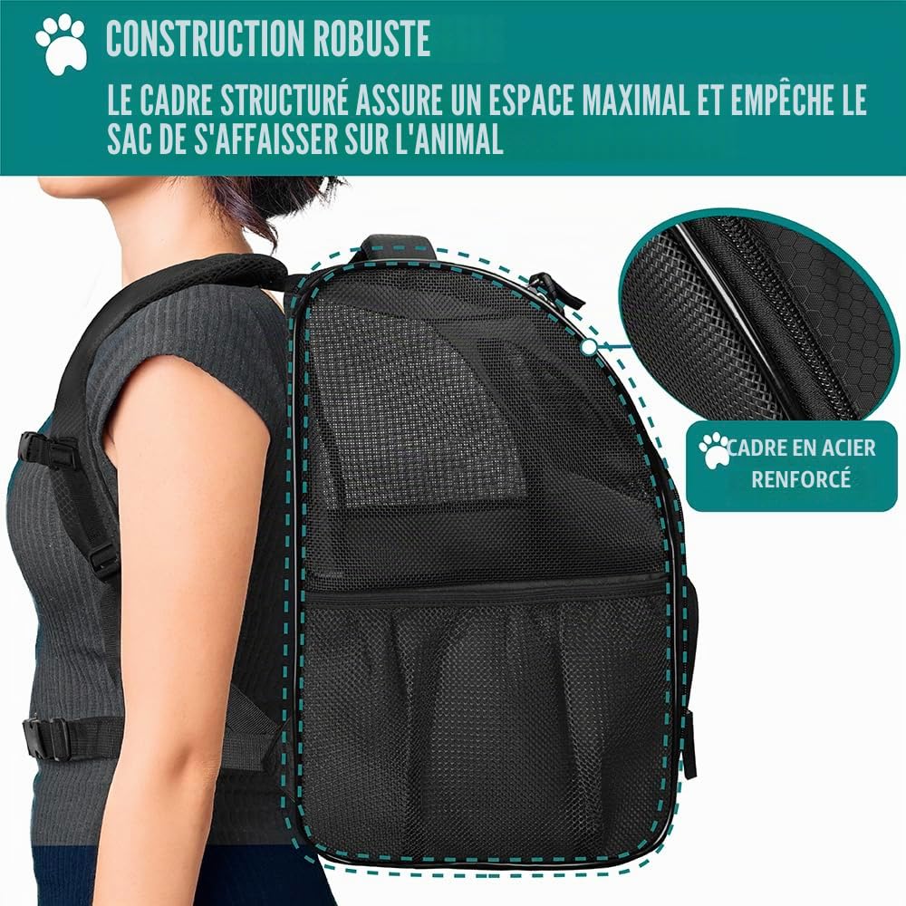 PetAmi Sac à Dos de Transport ventilé pour Petit et Grand Chat, Animal de Compagnie, Chiots, Sac à Dos de randonnée ventilé pour Animal de Compagnie, Sac de Voyage approuvé par Les compagnies