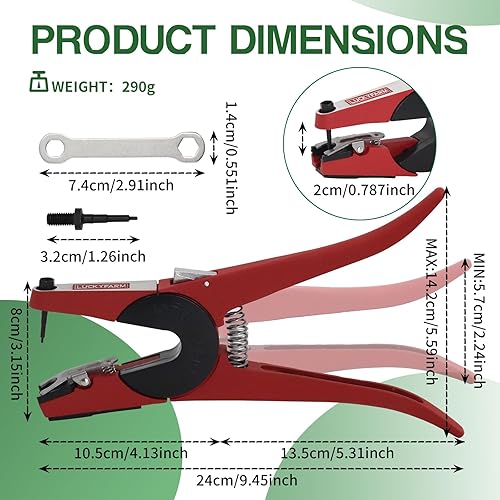 Miniatura 2 de 1 alicates de etiqueta de oreja para ganado, alicates de etiqueta de oreja de animales, herramienta con 1 aplicador de agujas reemplazables para