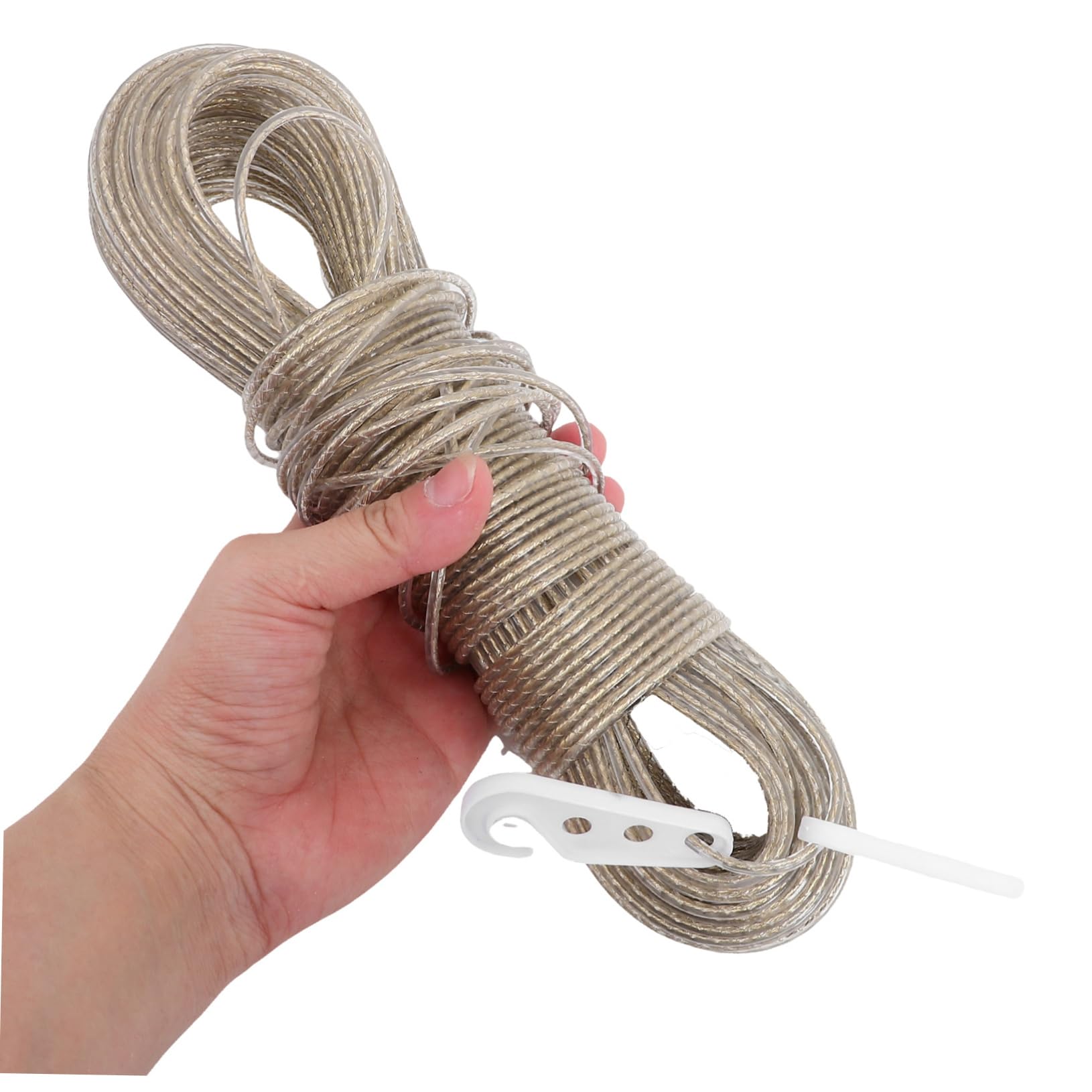 Corda per Stendere i Panni Super Resistente Anima in Acciaio e Rivestimento Pvc, Antivento e Resistente All’usura, per Campeggio e Esterni, 50m