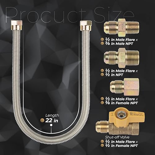 Miniatura 2 de Usamate F271239 Kit universal de conexión de electrodomésticos de gas para calentadores de garaje, estufas de gas, calentadores montados en la