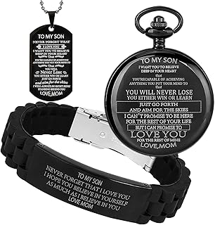 to My Son Gifts from Mom,Son Pocket Watch from Mom,Son Bracelet from Mom,Son Necklace from Mom,Mother to Son Gifts,Pocket Watch for My Son,Bracelet Gifts for Son,Gifts for My Son from Mom