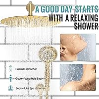Vista 2 de SR SUN RISE Sistema de ducha, juego de grifo de ducha multifunción de 12 pulgadas, 6 ajustes de cabezal de ducha de mano de alta presión, válvula