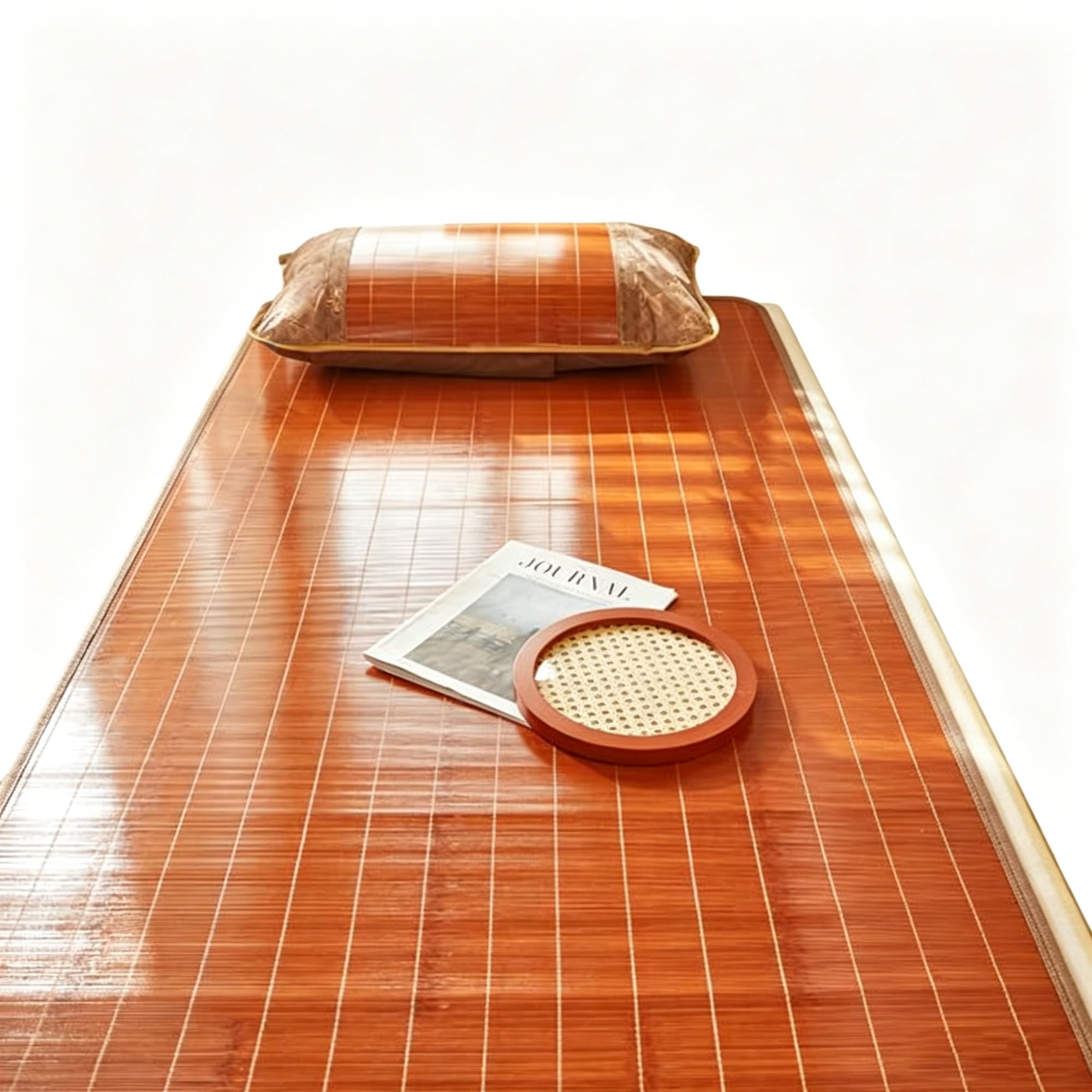 Foldable Summer Bed Mat, Bamboo Rattan Sleeping Mattress Topper, Cool Breathable Floor Mat, Smooth Cooling Bed Pad For Home Bedding, School Dorm, Daybed, Outdoor Traveling(C,L195xW100cm)