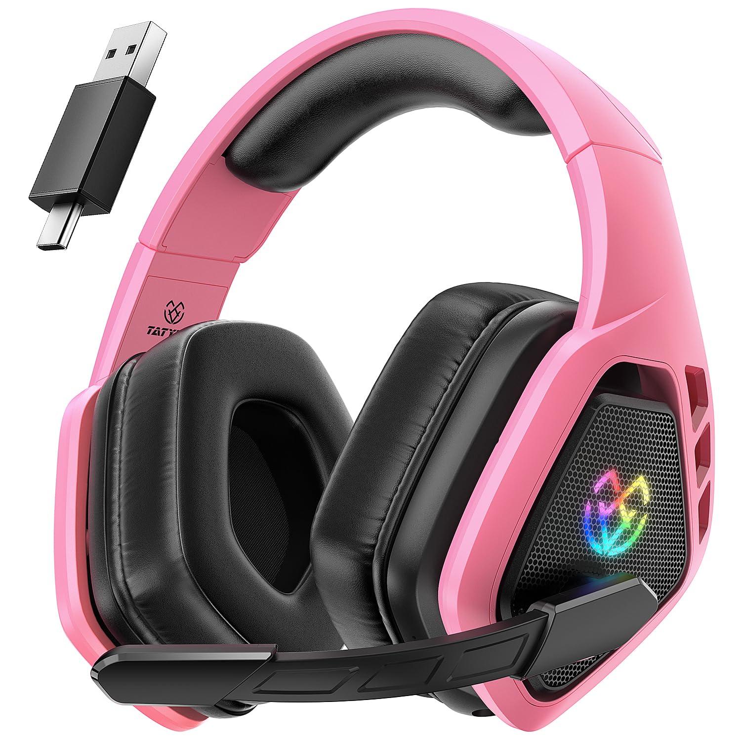 Tatybo Cascos Gaming Inalámbricos 7.1 para Ps5/Ps4/PC, Auriculares Bluetooth con Micrófono con Cancelación de Ruido, 2.4GHz USB-C, 40H+ Batería para Switch/Mac/Portátil — view 15