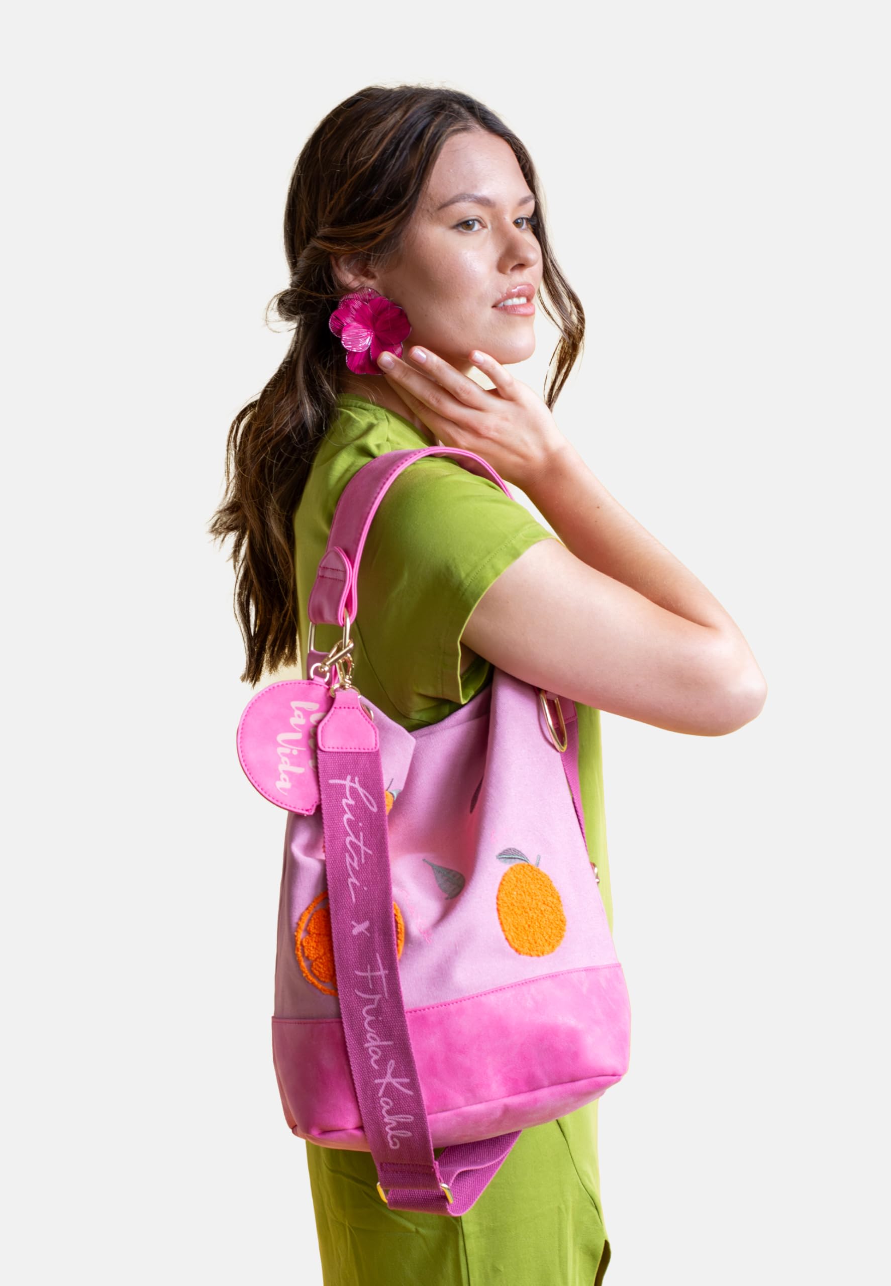 Fritzi x Frida Kahlo Izzy07 Limited Canvas Hobo Bag Damen Schultertasche Umhängetasche Handtasche Freizeit Alltag Arbeit Festival Magnetverschluss 37 x 27 x 17 cm – Türkis, Rosa, Lila, Beige, Pink