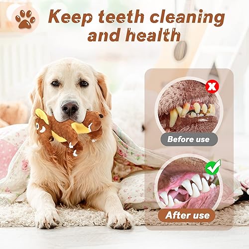 Miniatura 3 de Juguetes para perros duraderos y chirriantes de felpa para la dentición del cachorro, juguetes masticables para perros pequeños, medianos y grandes