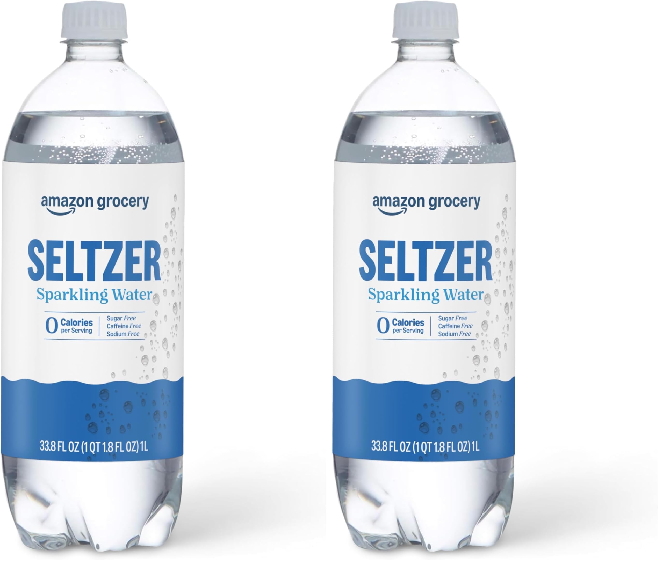 Amazon Grocery, Seltzer Sparkling Water, 33.8 Fl Oz, Pack of 2 (Previously Happy Belly, Packaging May Vary)