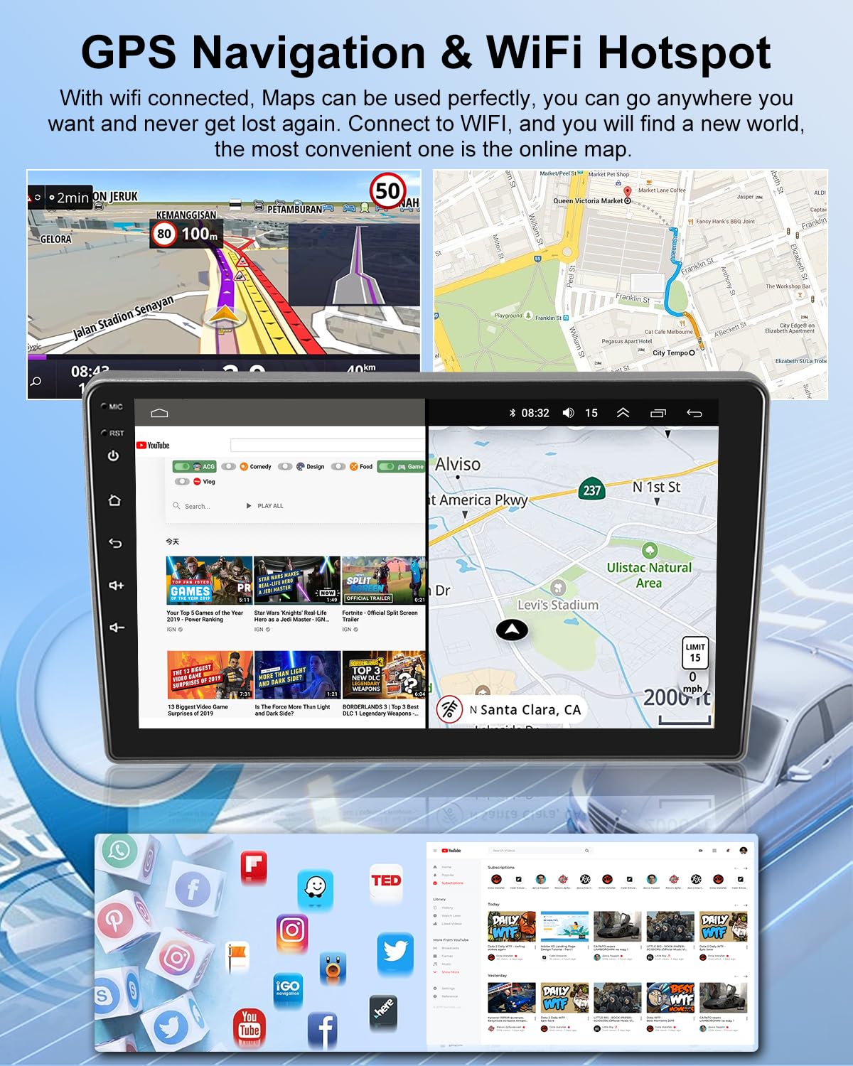 NHOPEEW Autoradio Android 2G+64G pour Peugeot 407 2004-2011 - sans Fil Carplay & Android Auto - Stéréo Android 9 Pouces avec WiFi EQ GPS Mirror Link FM RDS + AHD Caméra de recul&Mic
