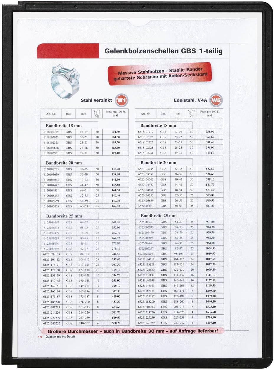 Leggio da Tavolo Vario Table 10, 10 Pannelli, Formato A4, Nero