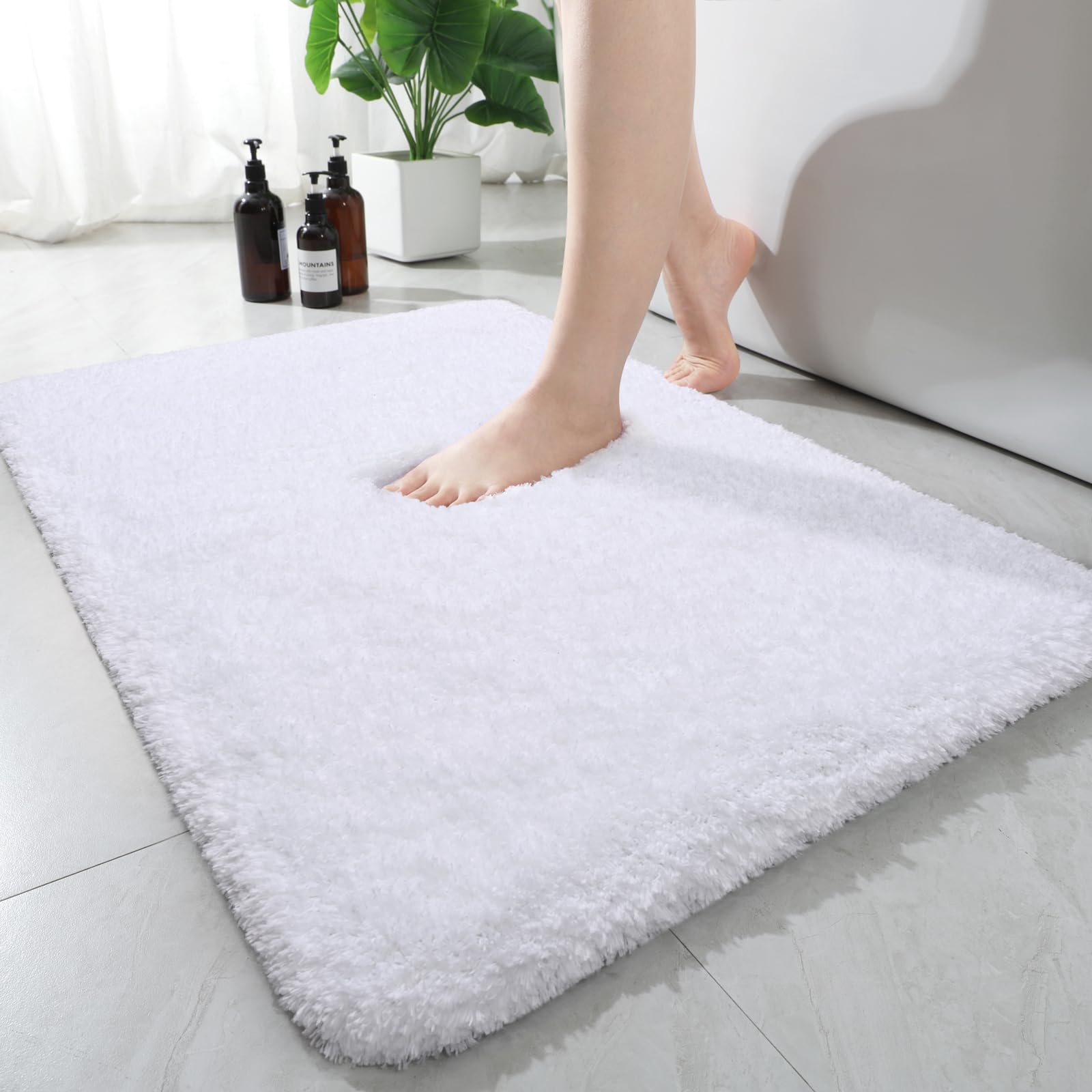 AROGAN Luxury Non Slip Bathroom Rug, Thick Soft and Absorbent Microfiber Bath Mat, Rubber Backing Quick Dry Rugs Carpets, Machine Washable Plush Mats
